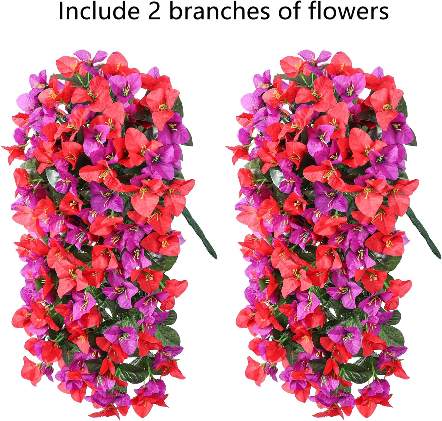 Faux Bougainvillea Artificial Flowers Plants for Outdoors Outside Decoration, 2pcs Fake Flowers Silk Long Trailing Vines UV Resistant Realistic for Front Door Porch Planter Urn Patio Balcony Yard, Mix