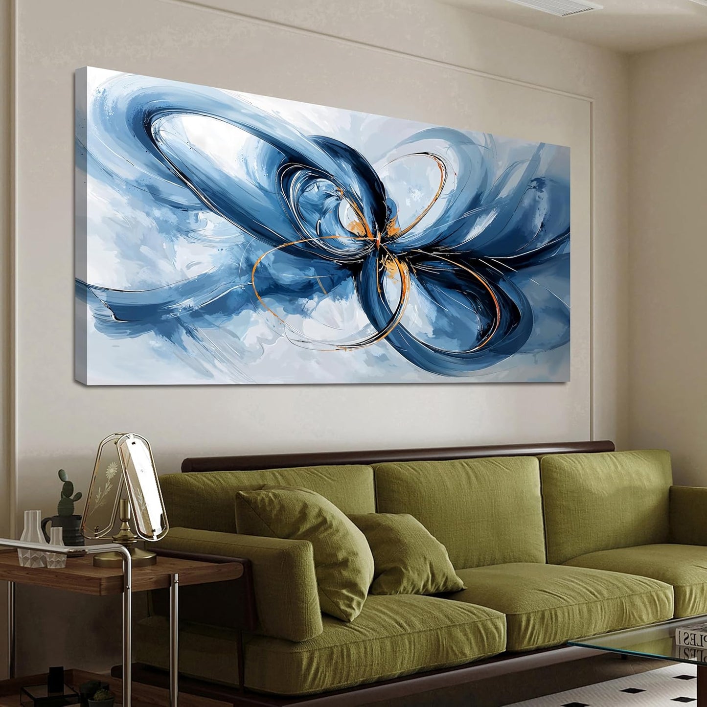 Canvas Wall Art Decor Modern Wall Art For Living Room Blue Abstract Wall Art Abstract Art Wall Decor Modern Artwork for Walls Canvas Prints Art Work For Home Kitchen Office Wall Decor 20" X 40"