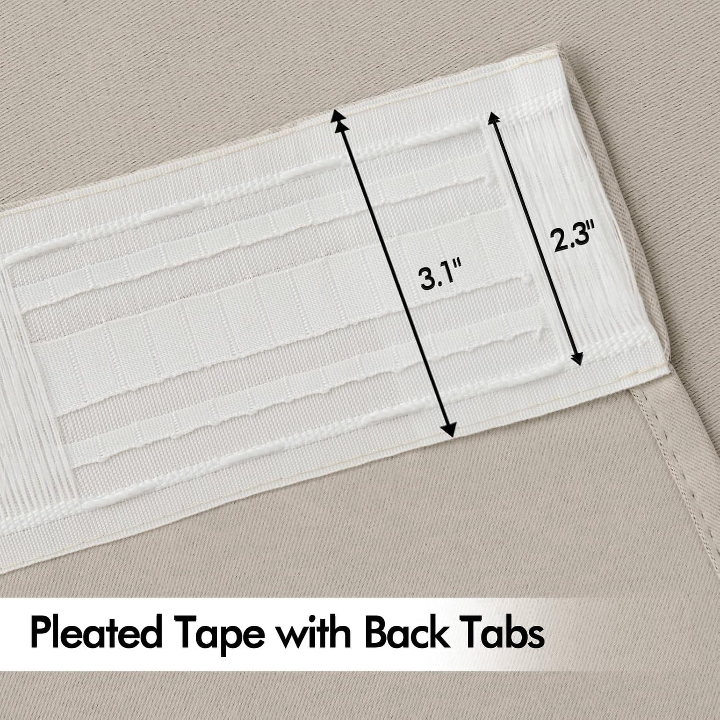MIULEE Natural Back Tab Blackout Curtains 108 Inch Long 2 Panels Set for Bedroom, Rod Pocket/Pinch Pleat Extra Long Thermal Insulated Living Room Darkening Pleated Light Blocking Drapes