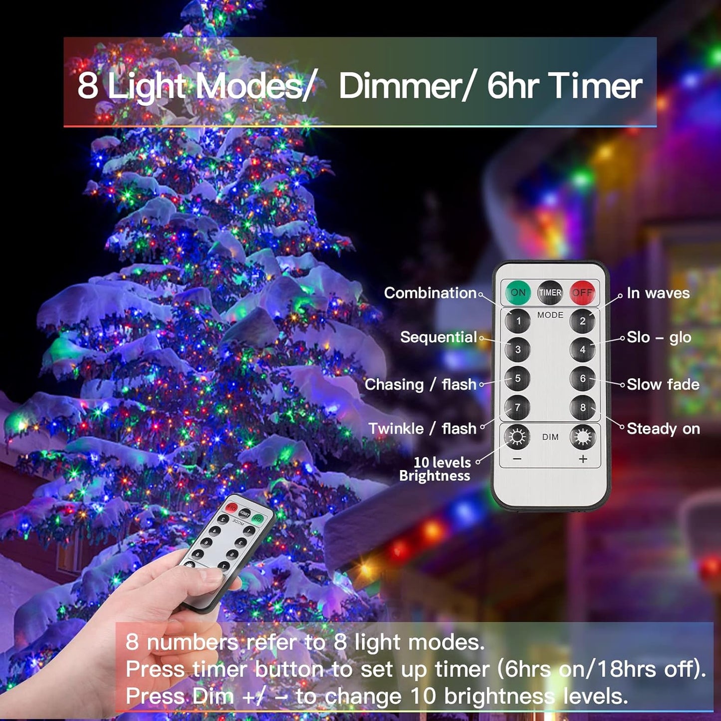 suddus 66ft 200 LED Outdoor String Lights, Multi Color Fairy Lights Battery Operated with Remote, Led Twinkle Lights for Bedroom, Backyard, Wedding, Tree, Mason Jar, Wall, Centerpiece, Christmas