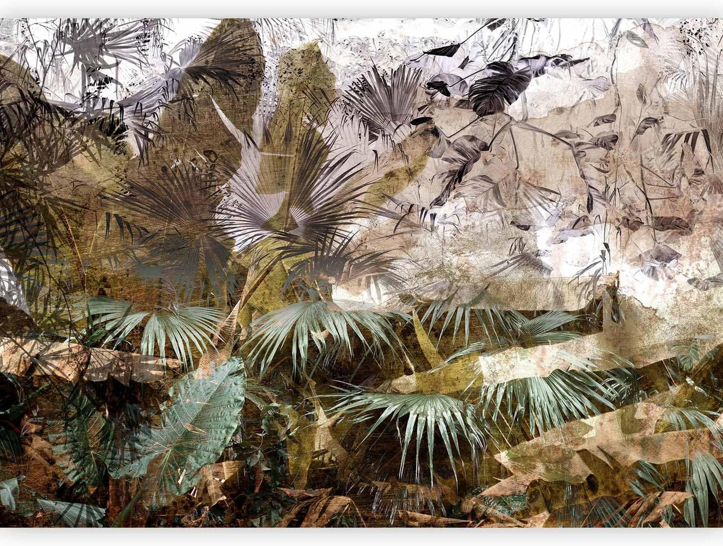artgeist Premium Wall Mural Tropical Leaves 177x124 in - XXL Non-Woven Wallpaper Fleece Wall Decor Photo Print Picture Image Design Jungle Nature Palm Leaves Like Painted b-C-0789-a-a