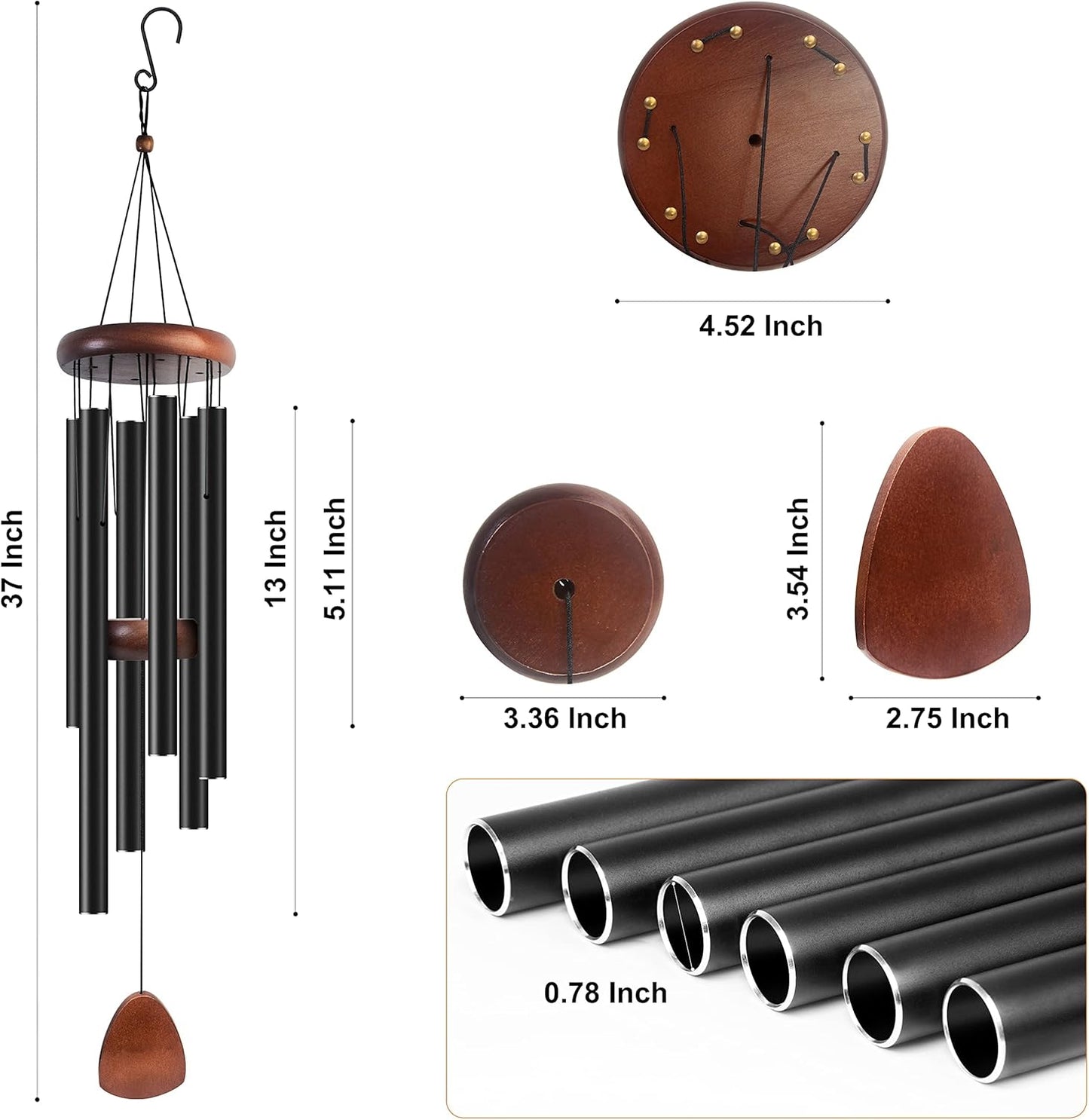 Wind Chimes for Outside, 37 inch Large Metal Wind Chimes Outdoor (6)