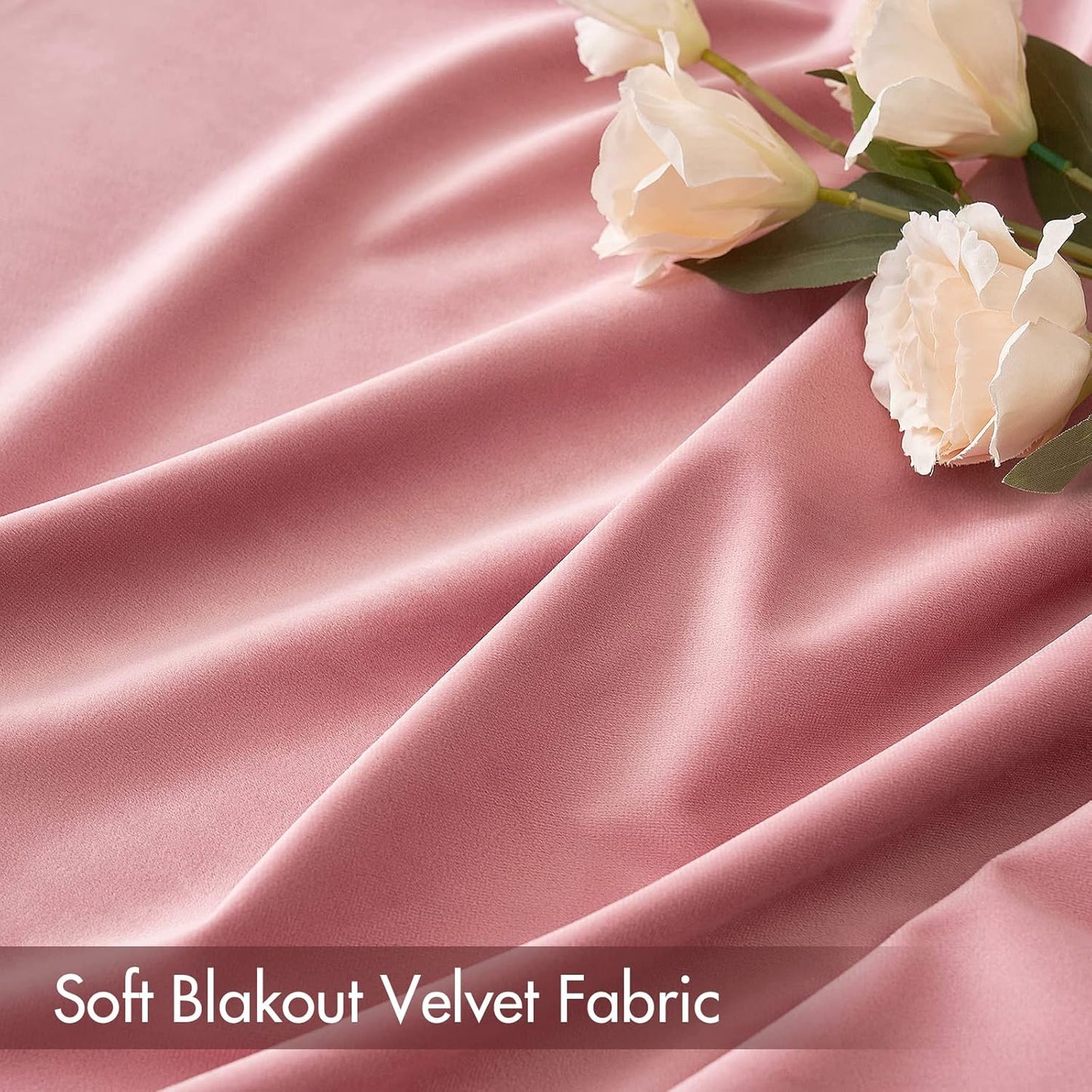MIULEE Blush Pink Velvet Curtains Thermal Insulated Blackout Curtain Drapes for Bedroom Living Room Darkening 96 Inches Long Curtains Panels Rod Pocket Set of 2