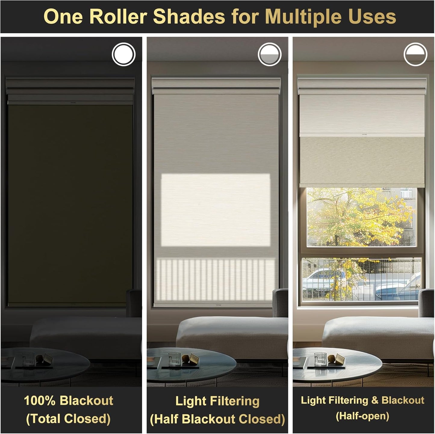 BERISSA Cordless Dual Roller Shades with Cassette Valance,Double Window Shades Blackout and Light Filtering Shades,Day and Night Roller Shades for Home Office Door.Striped Jacquard Beige.32 W x 36" H