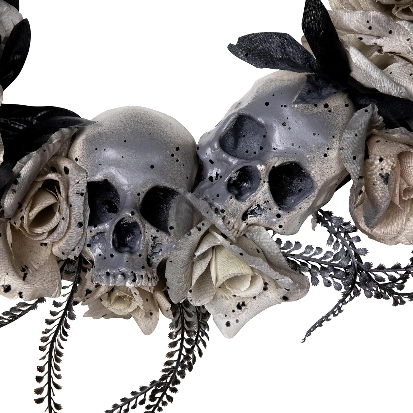 Northlight Double Skull and Roses Artificial Halloween Wreath- 16" - Unlit