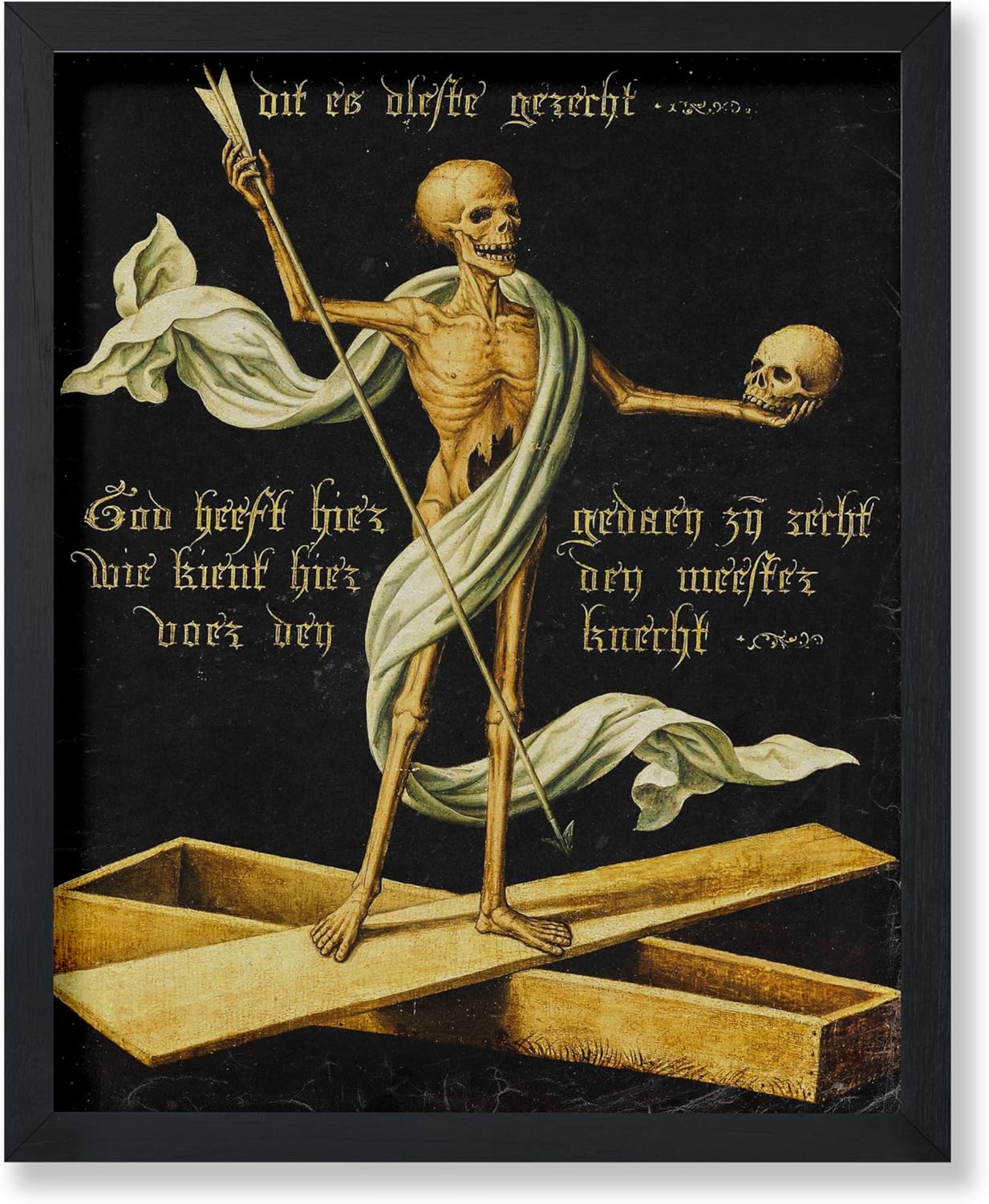 Poster Master Vintage Medieval Poster - Retro Gothic Print - Gift for Artist, Friend - Allegory of Life and Death, Skeleton, Dark, Skull - Wall Decor for Home, Living Room, 18x24 Unframed Wall Art