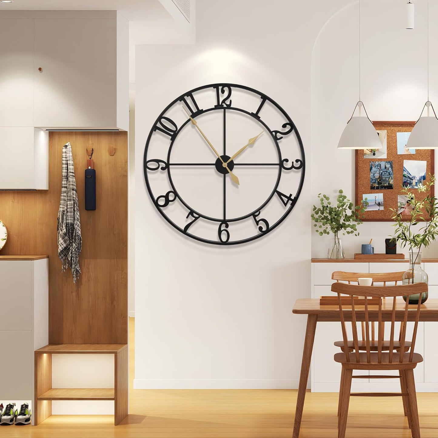 LEIKE 40 Inch Extra Large Wall Clock, Decorative Oversized Arabic Numerals Battery Operated Black Metal Wall Clocks for Living Room,Kitchen,Office, Farmhouse,Entrance Decor