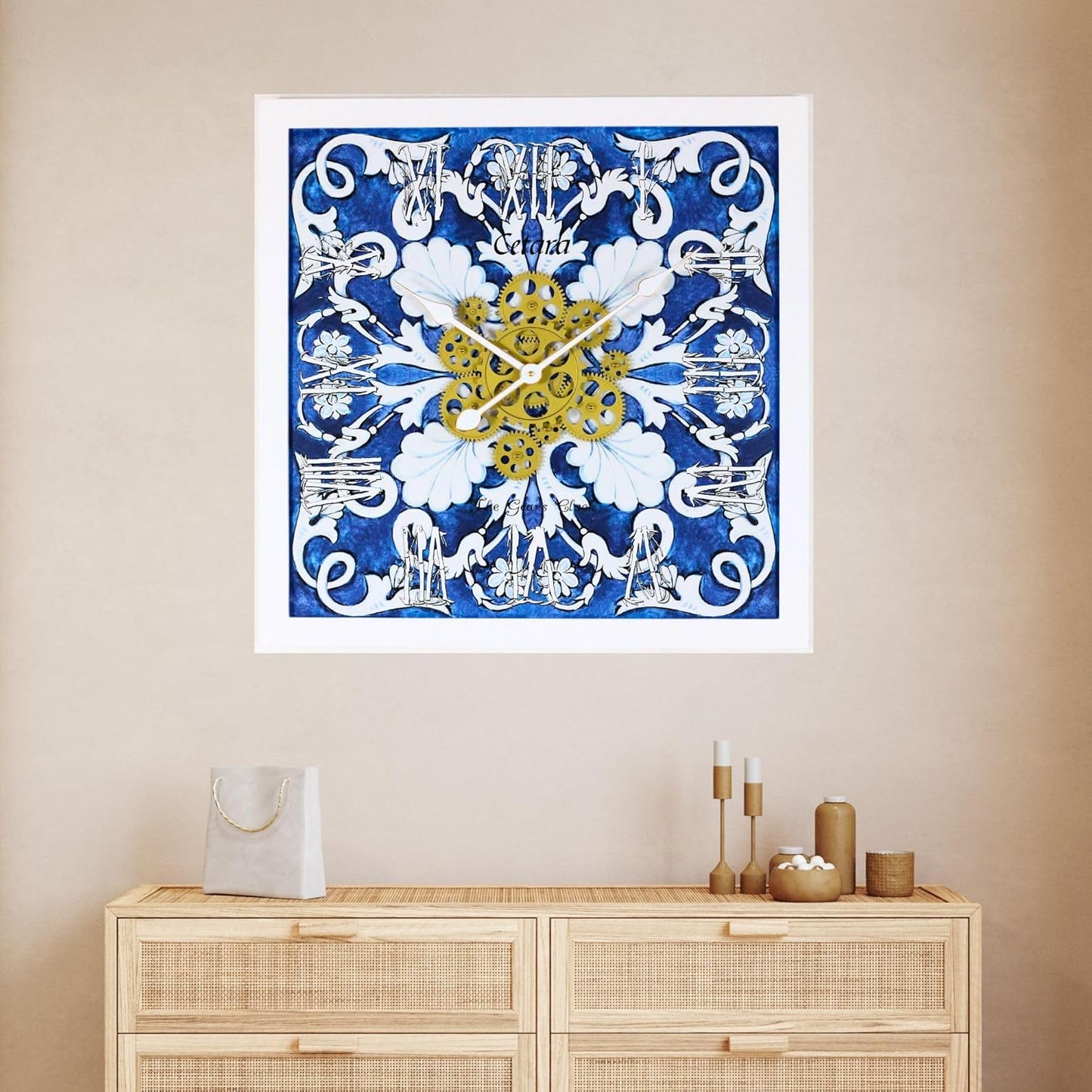 The Gears Clock Wall Clock Italy Collection with Moving Gears (Cetara, 24 inches (60 cm))