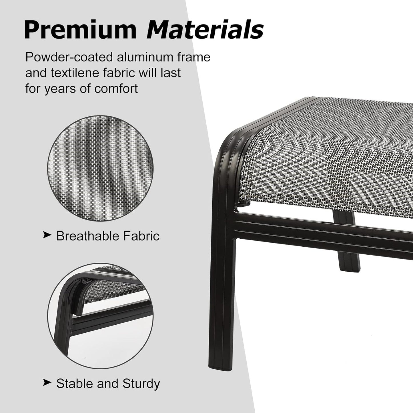 Patio Ottomans Outdoor Foot Rest Aluminum Patio Footstool Samll Seat Wicker Furniture Patio Ottoman 2 Pieces Grey