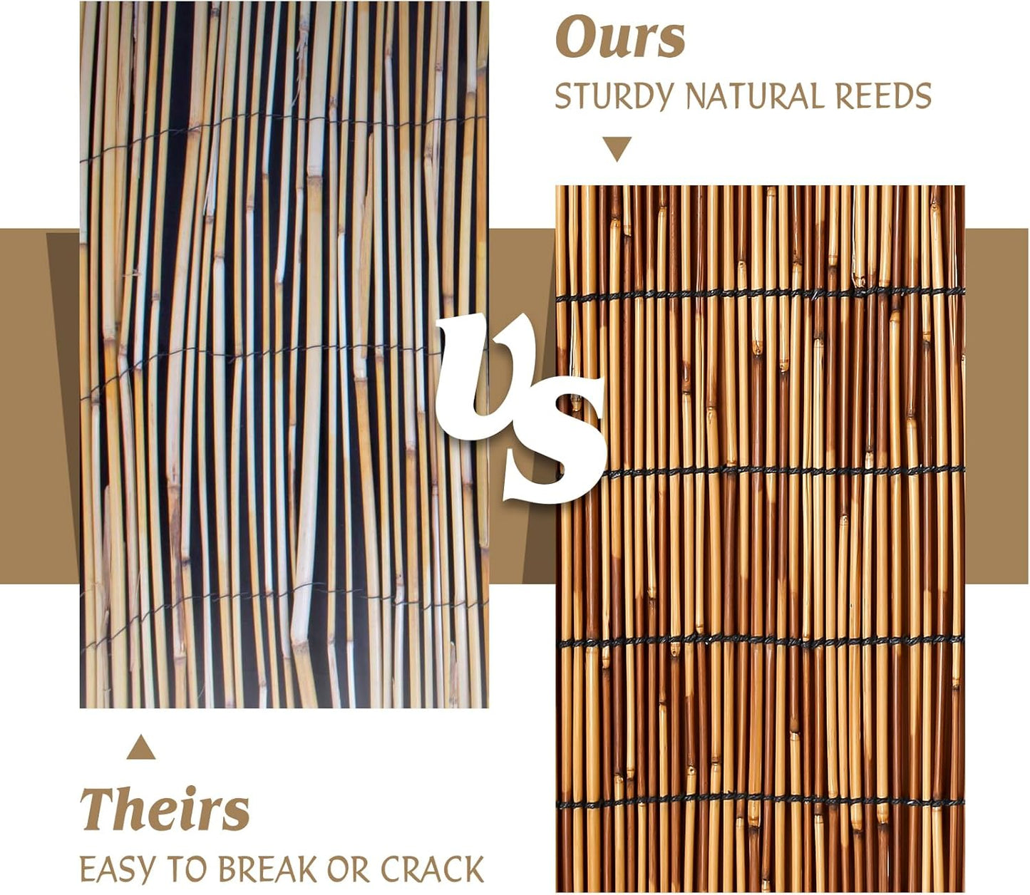 Natural Reed Fencing Rolls,6.5FT X 9.8FT Reed Screen Curtain Fence Covering Privacy Bamboo for Outdoor Backyard Patio（Brown）