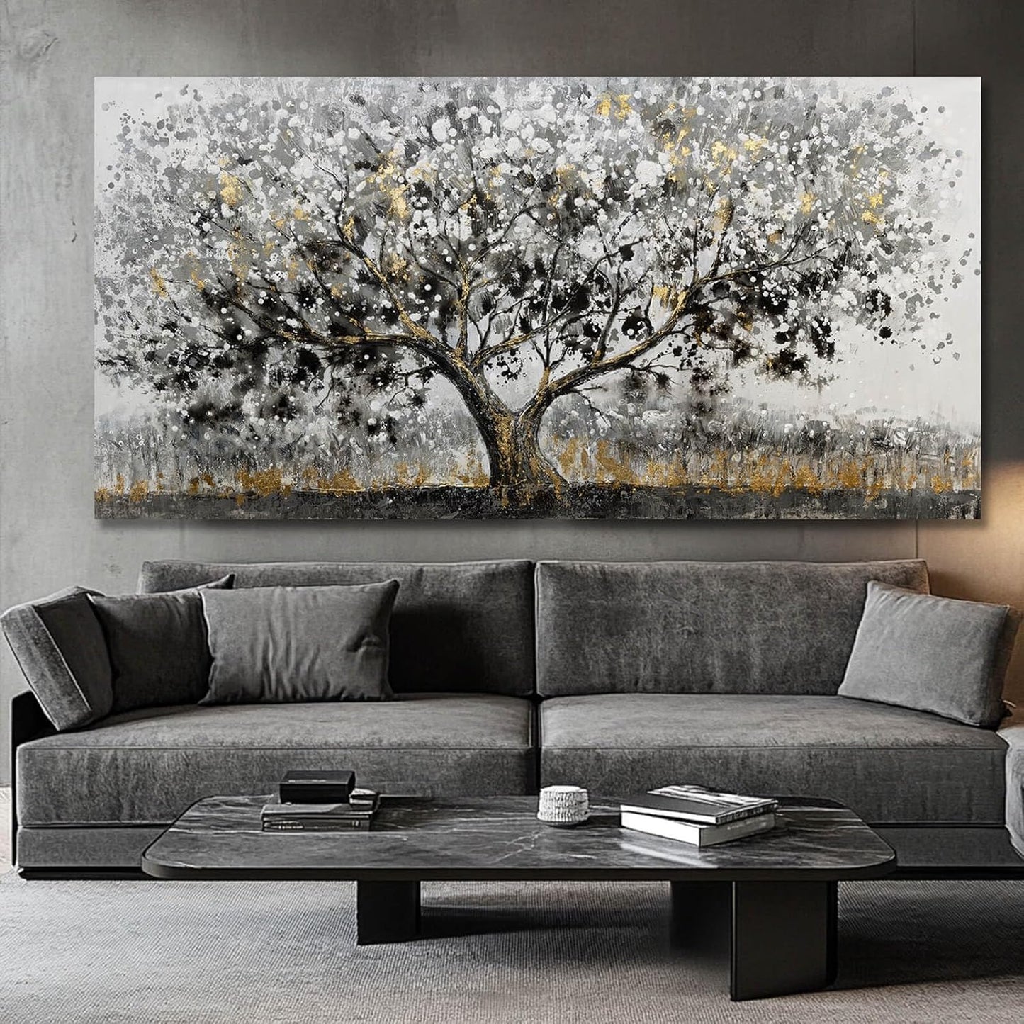 SDYA Black and White Canvas Pictures Landscape Art Poster 24"x48" Large Dining Room Wall Art Bedroom Pictures Wall Decor Over Bed