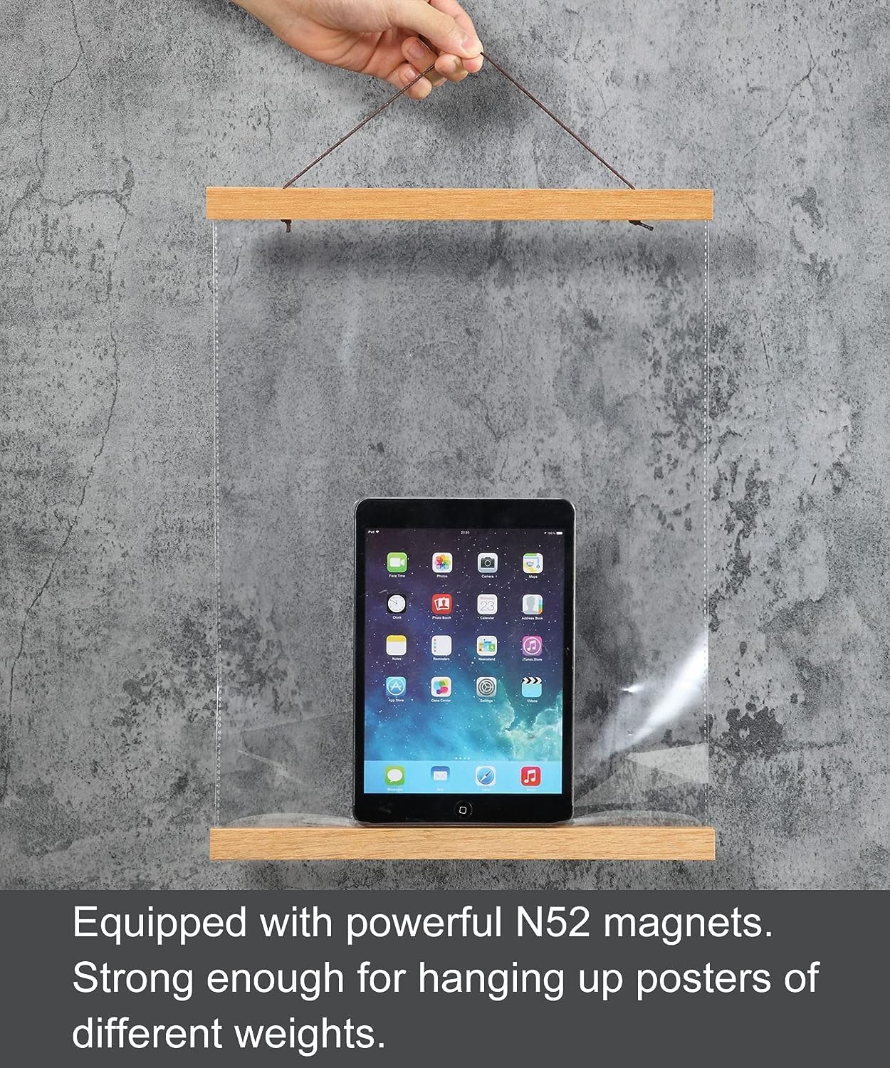 FALAMON Magnetic Poster Hanger Frame, 48x36 48x24 48x32 Teak Wood Magnet Poster Frame for Posters, Prints, Photos, Pictures, Maps, Scrolls, and Canvas Artwork