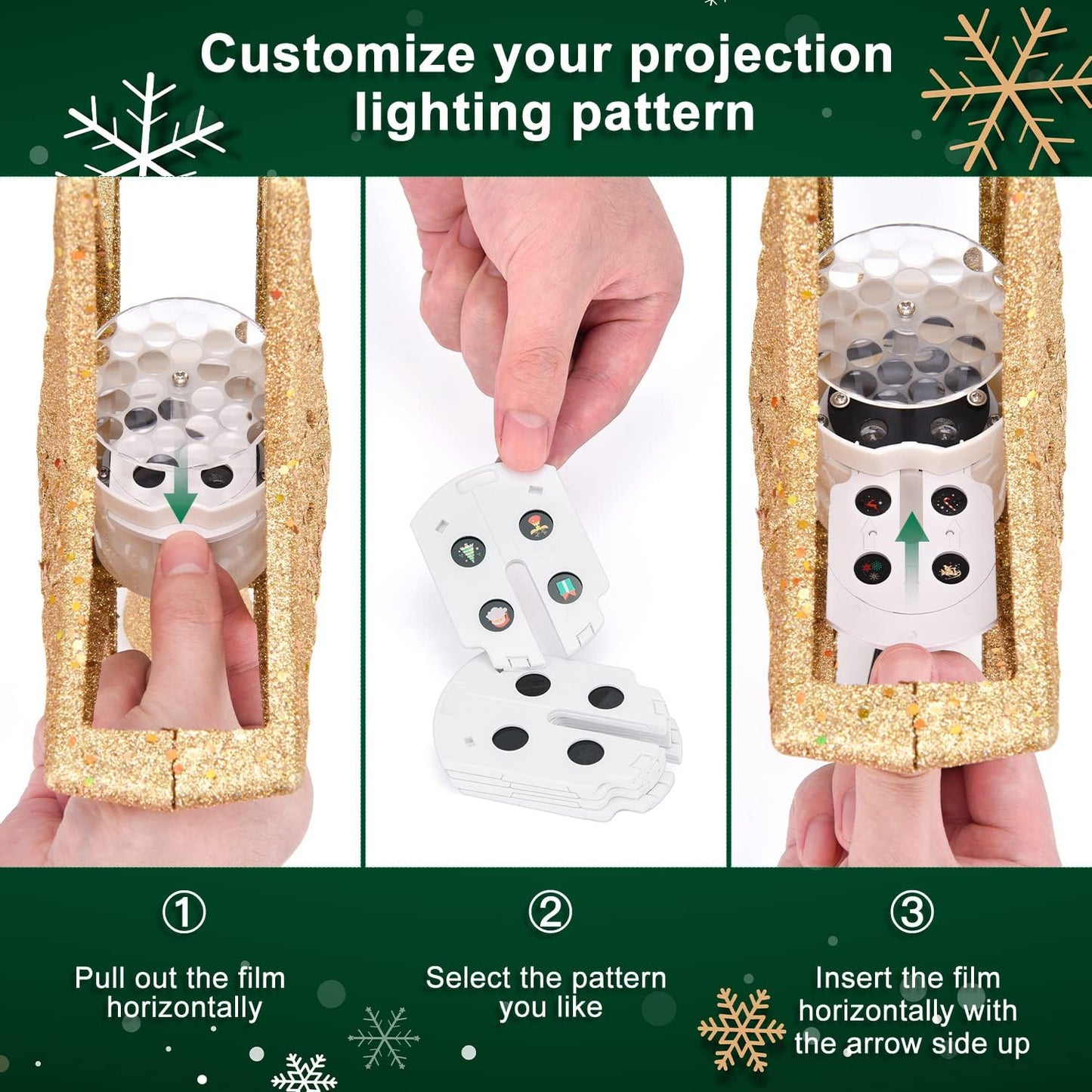 Kesfitt Christmas Tree Topper Star Lighted with 6 Projection Modes,Christmas Star Tree Topper with LED Rotating Lights,Gold Tree Topper 3D Glitter Dynamic Projection for Xmas Party Holiday Decorations