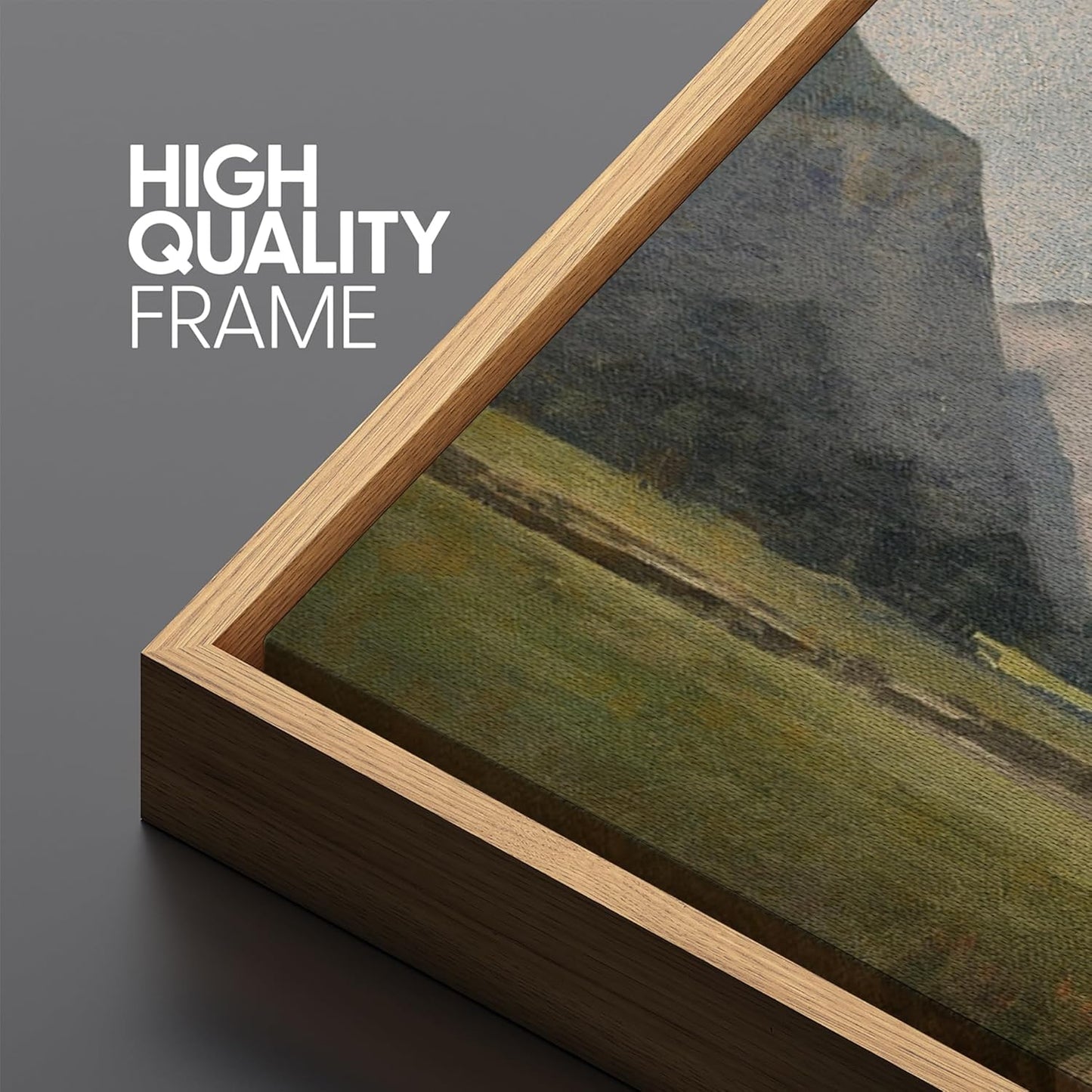 MUDECOR Extra Large Framed Canvas Print Wall Art Pastoral Beauty Classic Mountainous Landscape Illustrations Antique Retro Fine Art Illustrations Decorative Colorful for Bedroom - 60"x30"