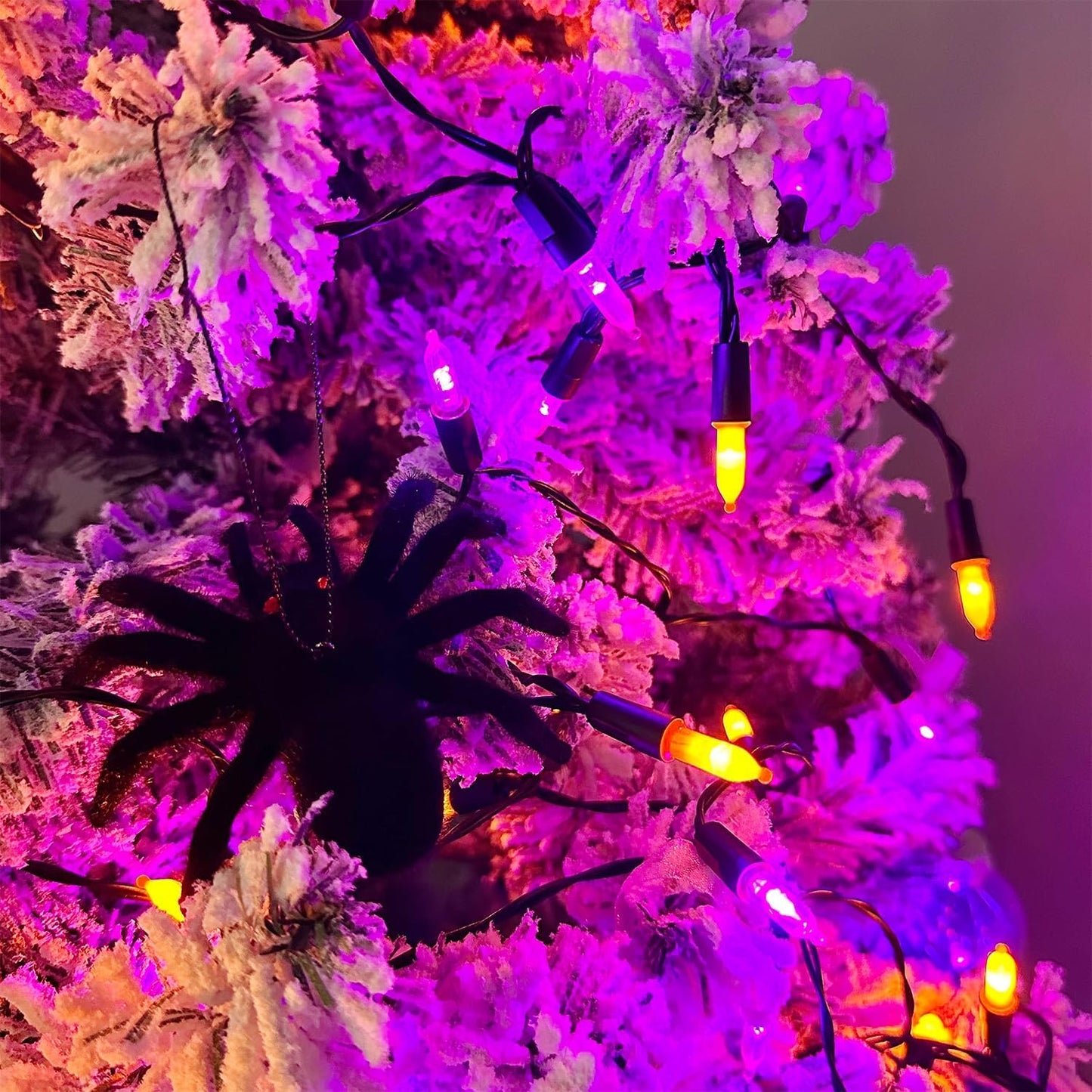 WATERGLIDE 50 LED Outdoor Halloween Lights, 16 FT Mini String Light with 8 Modes, Waterproof Battery Operated Tree Lights for Indoor Outdoor Patio Garden Party Wedding Decoration, Orange & Purple