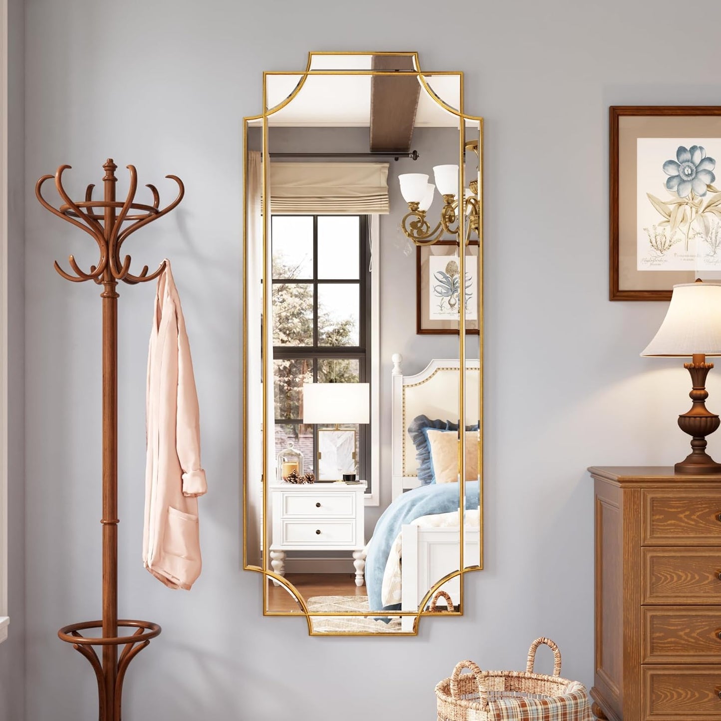 Kelly Miller Gold Full Length Mirror for Wall, 24" x58” Full Body Mirror Decorative Beveled Home Decor for Living Room Bedroom Bathroom Entryway Hallway Dressing Room