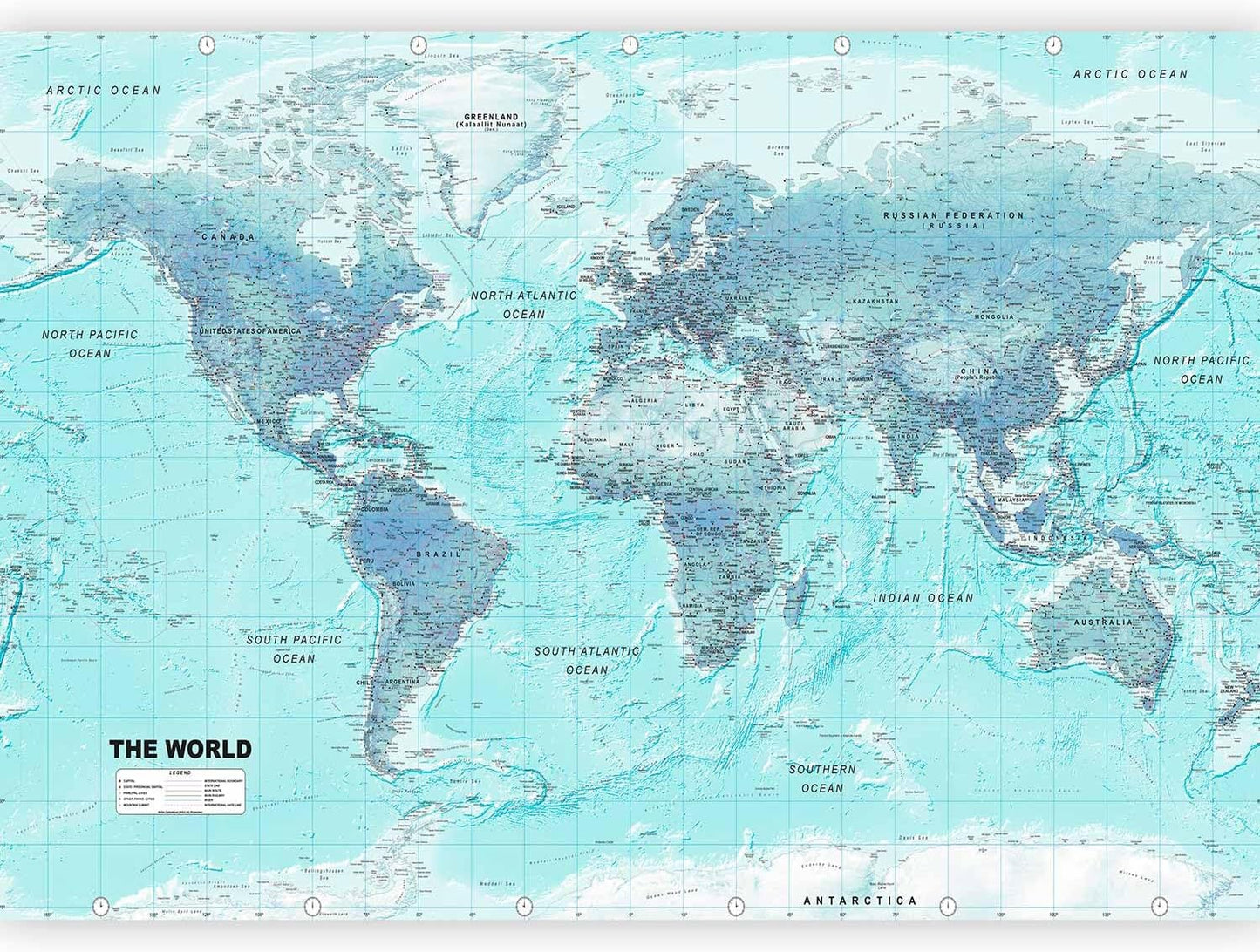 artgeist Premium Wall Mural World Map 118x83 in - XXL Non-Woven Wallpaper Fleece Wall Decor Photo Print Picture Image Design Home Map of The World k-A-0091-a-b