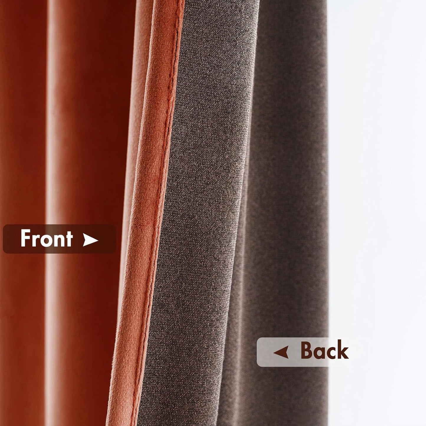 MIULEE Burnt Orange Velvet Curtains Thermal Insulated Blackout Curtain Fall Drapes for Bedroom Living Room Darkening 96 Inches Long Rust Terracotta Panels Rod Pocket Set of 2