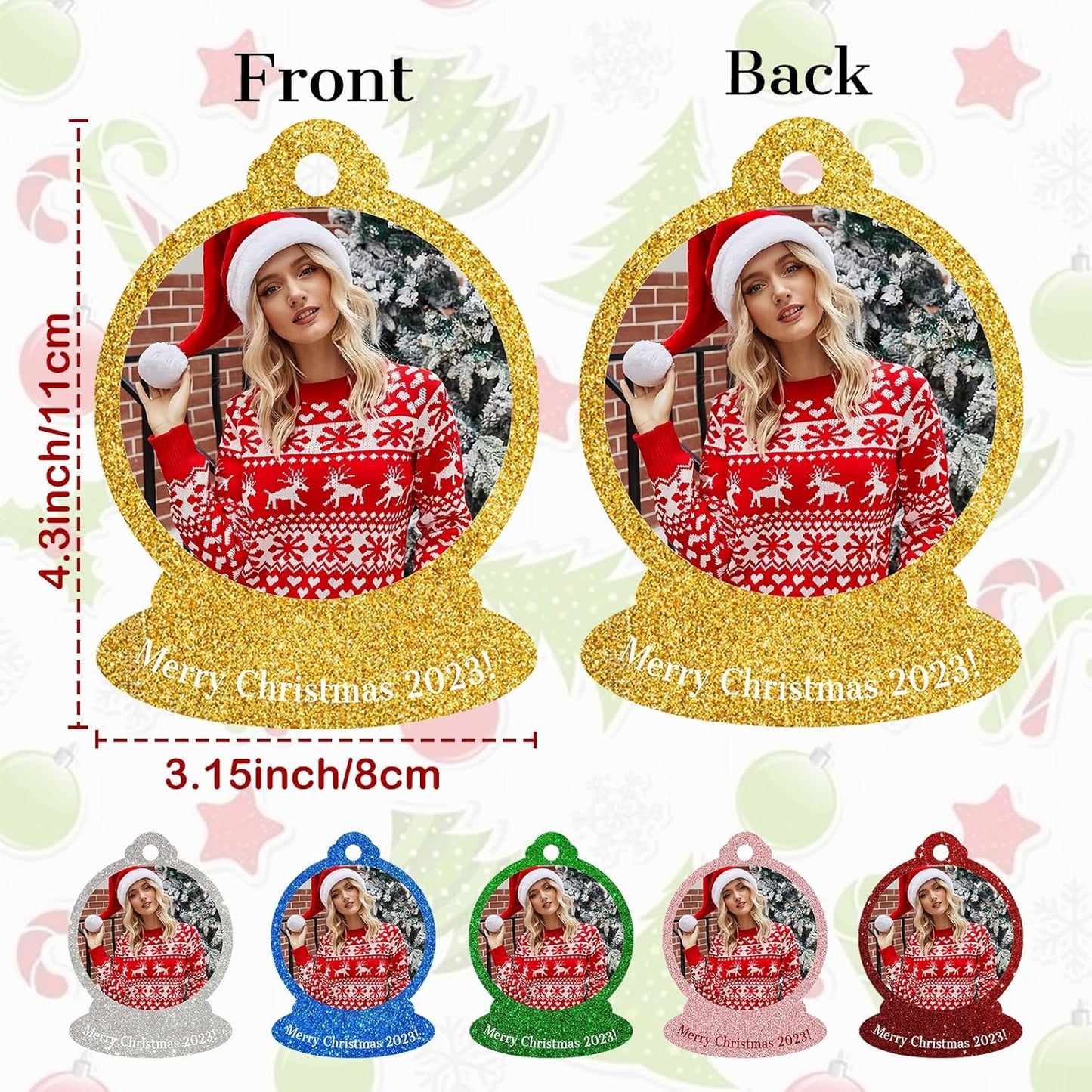 Personalized Christmas Ornament 2025, Double-Sided Photo Acrylic Customized Family Christmas Ornament Spherical with Picture for Xmas Tree Decor Custom Gifts