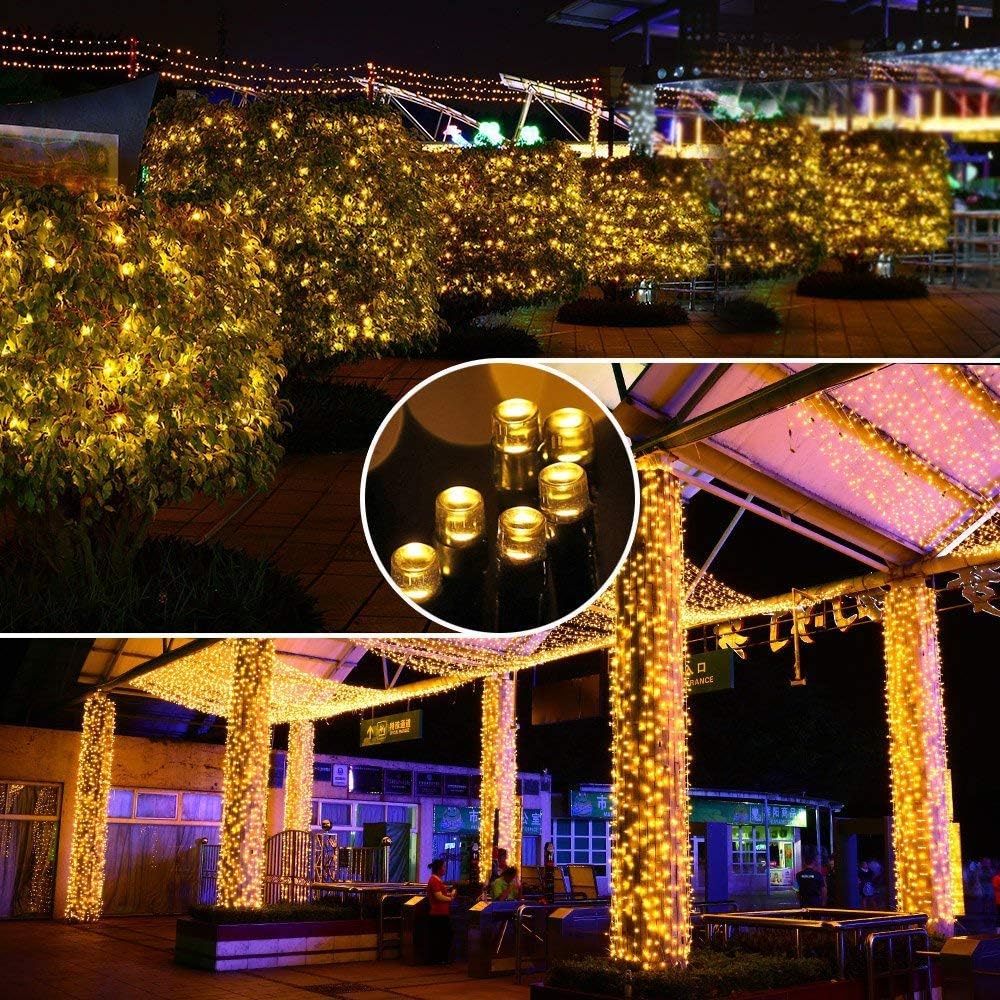 Joomer Solar Christmas Lights Outdoor, 4 Pack Total 156FT 400LED 8 Lighting Modes Solar String Lights Waterproof Fairy Tree Lights for Garden Yard Patio Christmas Decoration (Warm White)