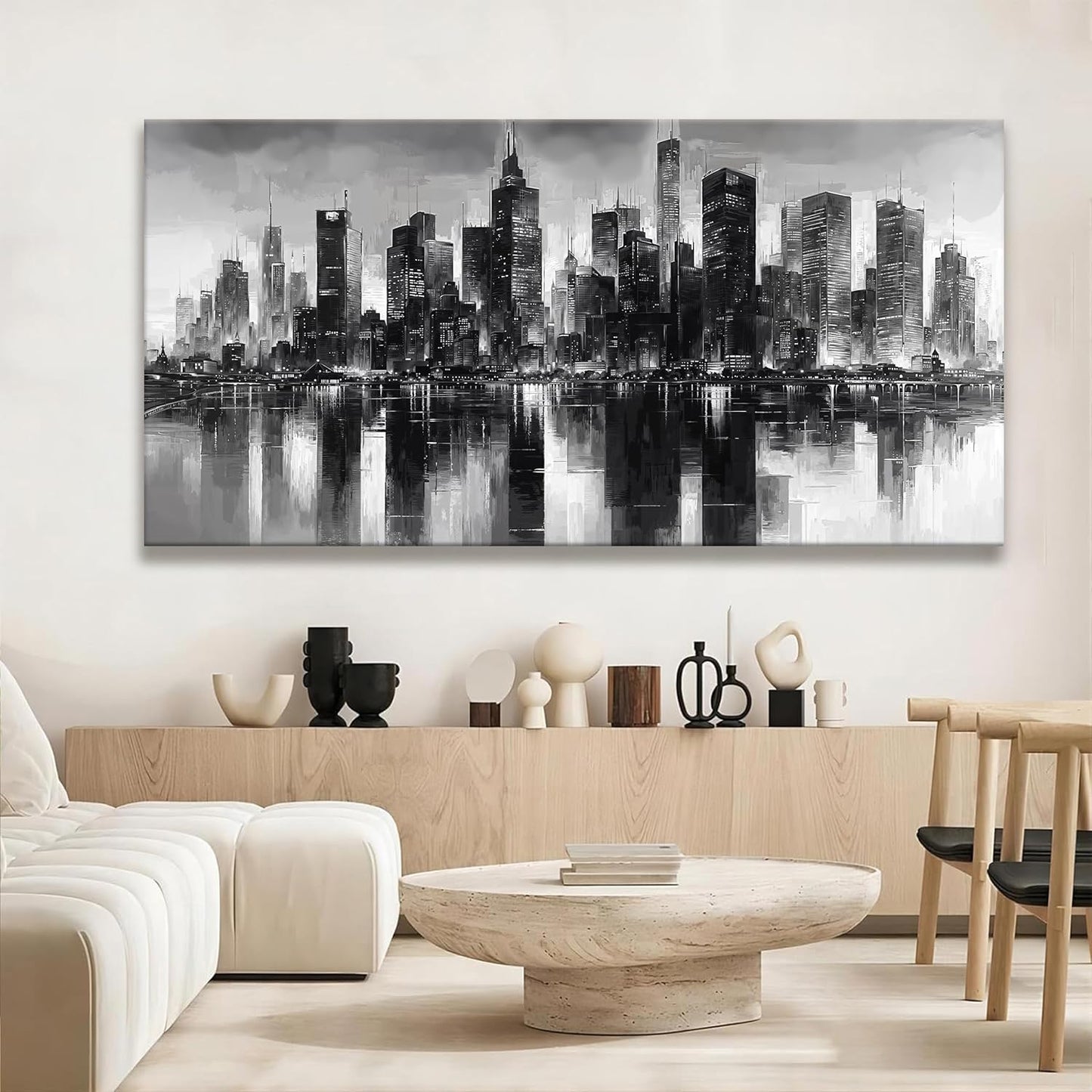 QSQ New York City Wall Art Brooklyn Bridge Wall Art For Living Room Office Bedroom Cityscape Canvas Art Wall Decor Paintings Picture For Bedroom Home Wall Decor Chicago Artwork For Walls 29 × 58 In