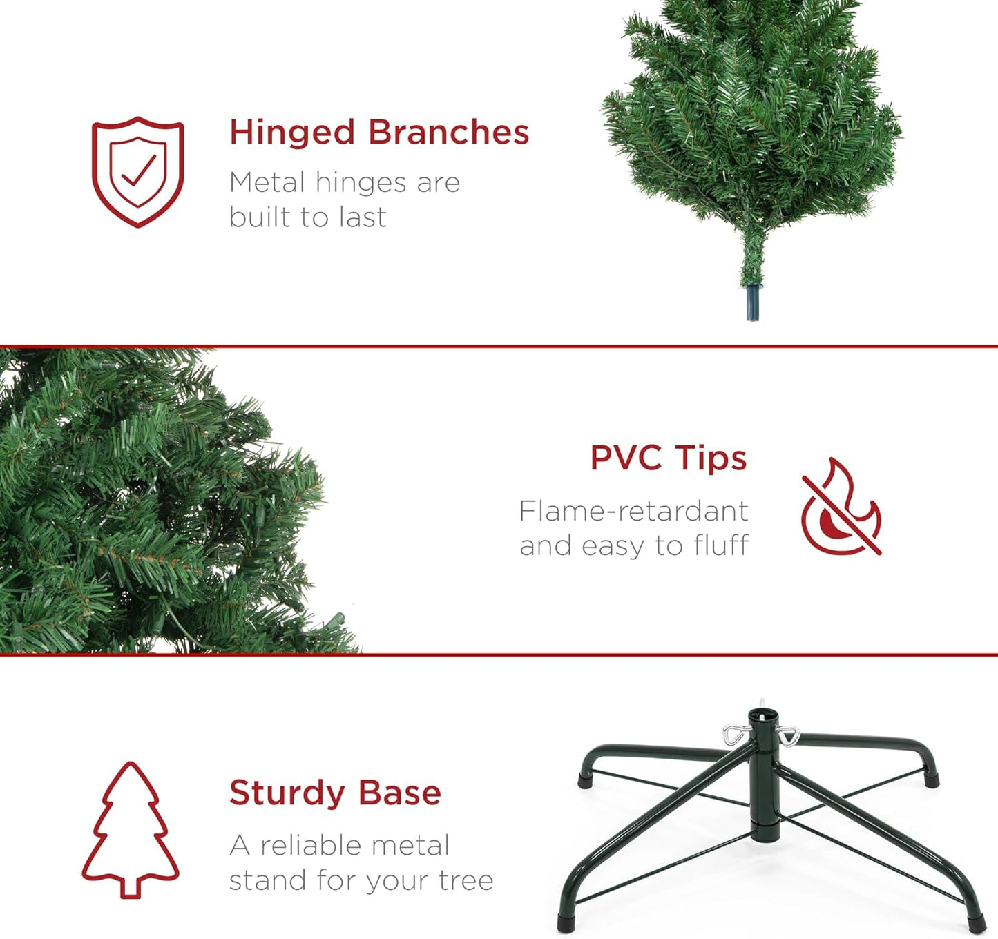 Best Choice Products Artificial Christmas Tree, 4.5ft Premium Unlit Realistic Spruce Holiday Décor w/Dense Branches, Easy Assembly, Metal Base