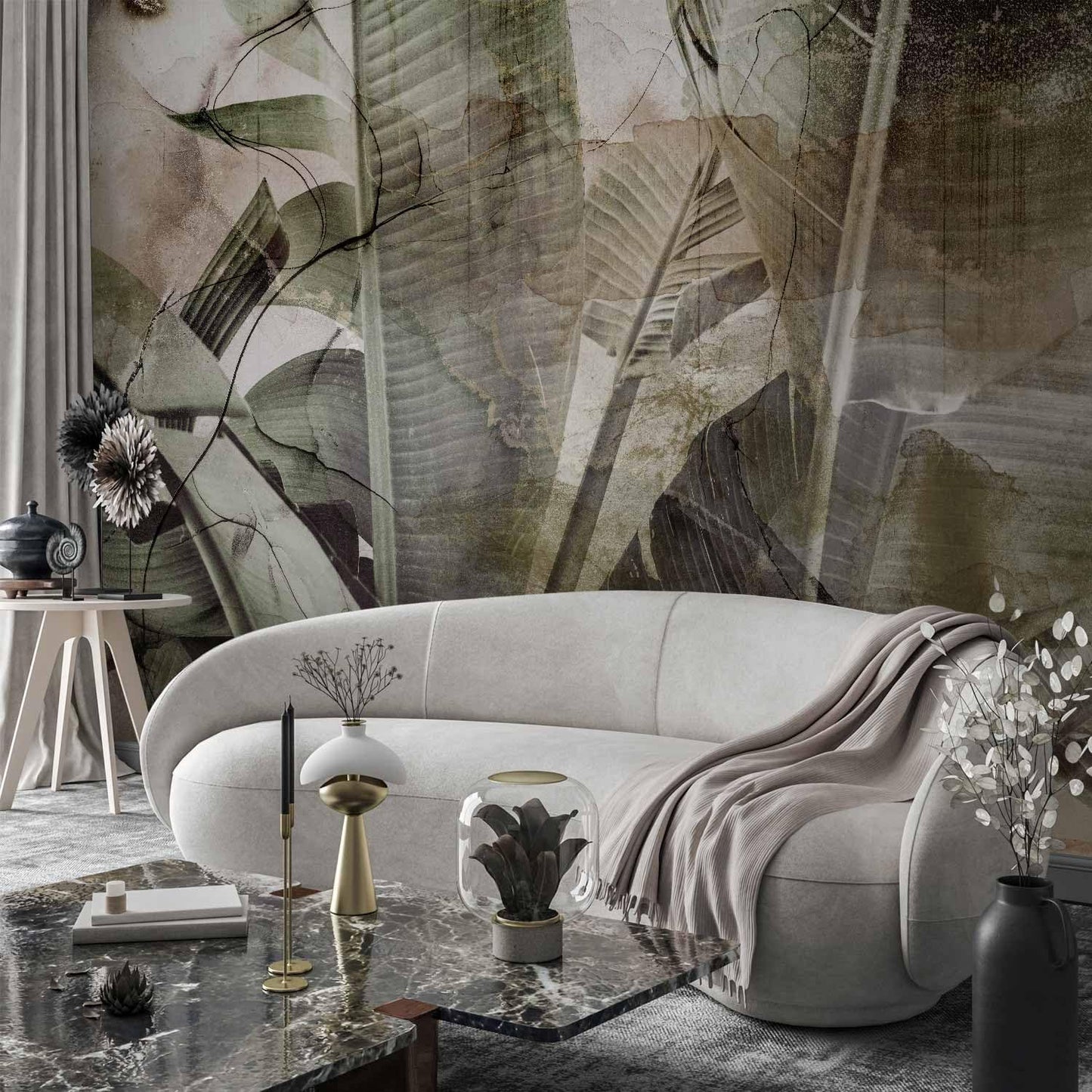 artgeist Premium Wall Mural Tropical Leaves 157x110 in - XXL Non-Woven Wallpaper Fleece Wall Decor Photo Print Picture Image Design Plant Jungle Nature Like Painted b-C-0776-a-a