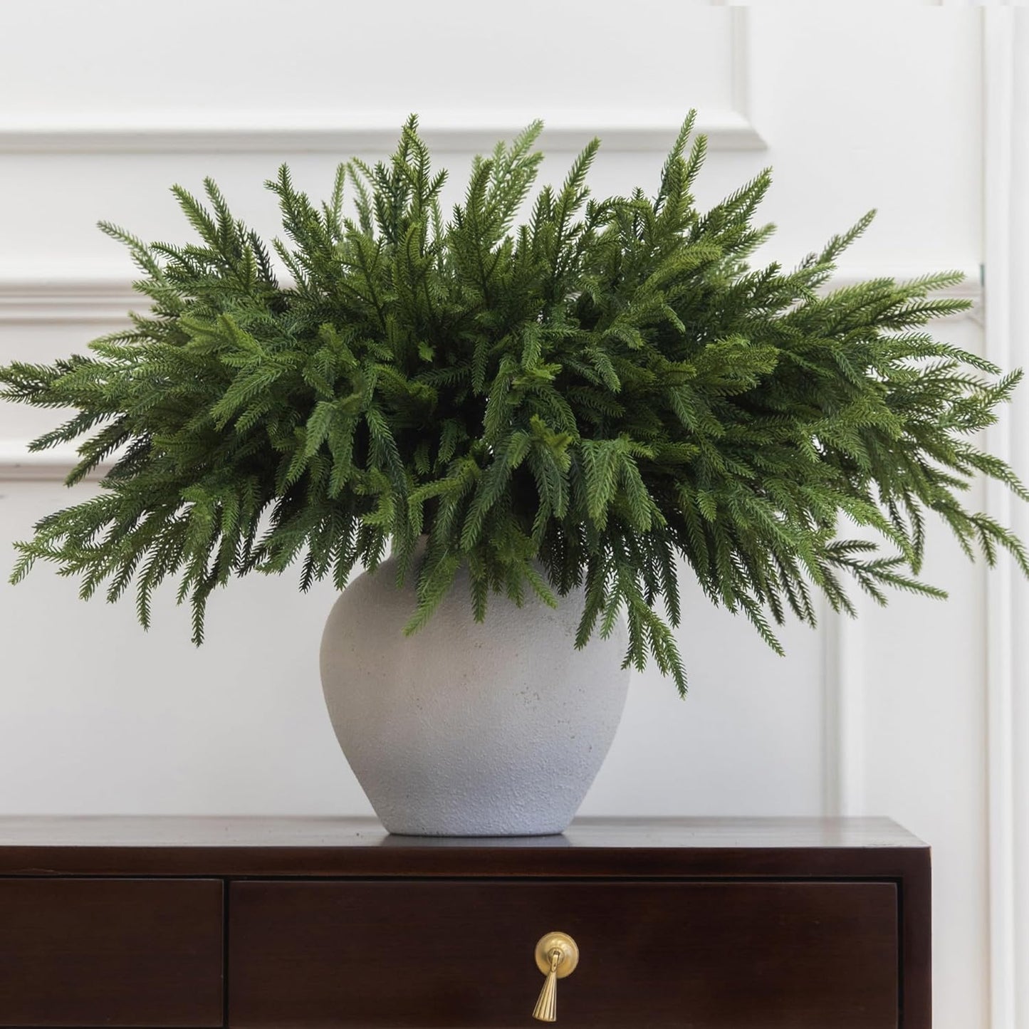 MISSPIN 30 Pcs 19.5 Inches Christmas Norfolk Pine Branches, Norfolk Pine Artificial Christmas Branches DIY Crafts Faux Pine Branches for Xmas Indoor Outdoor Home Decor