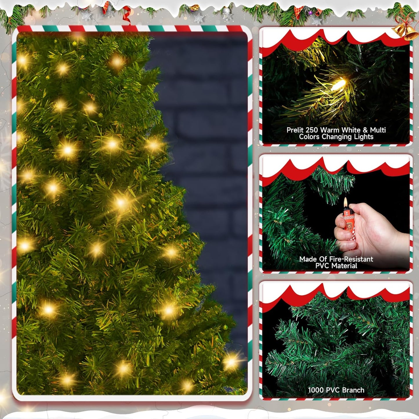 LEVELEVE Premium 4.5FT Artificial Holiday Christmas Tree w/350 Branch Tips,250 LED Lights for Home,Office,Party Decoration