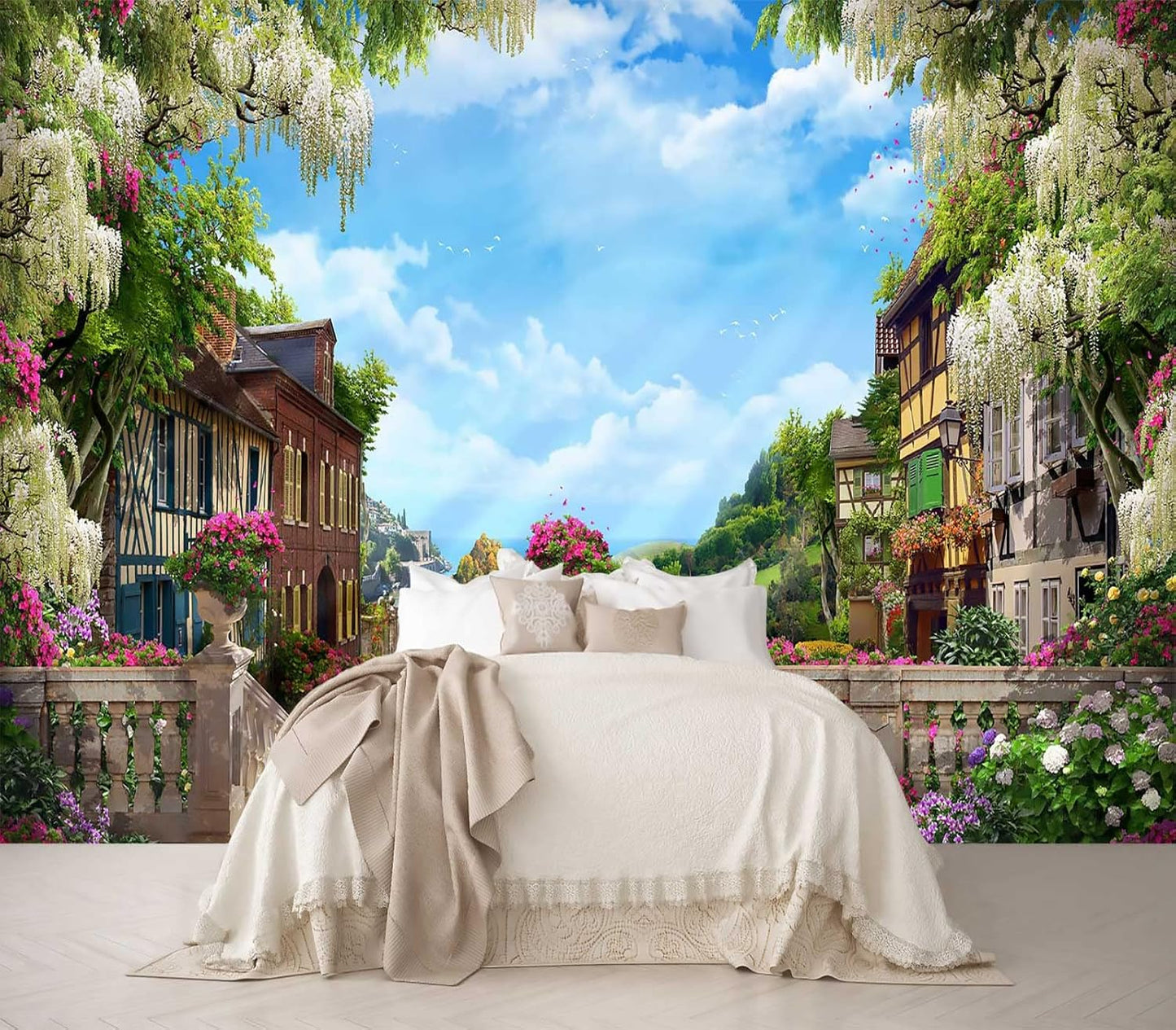 Wall Murals for Bedroom Venice Garden Large Mural Wallpaper Wall Stickers 195''x120''(Not Self-Adhesive)