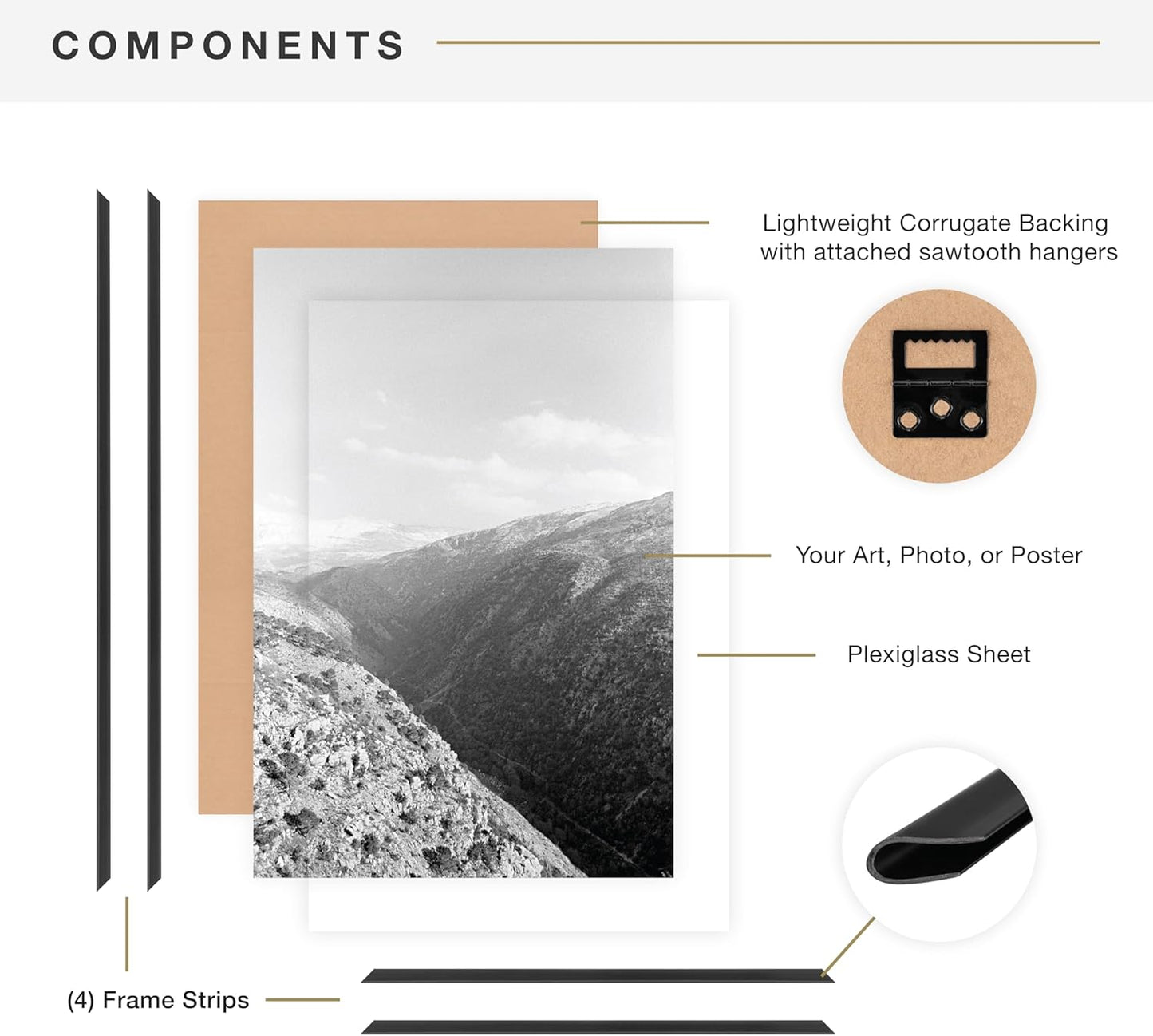 MCS Original Poster Frame 22.375x34 Black Lightweight Vertical & Horizontal Wall Hanging Large Picture Frame for Posters, Art Prints & Gallery Wall (2-Pack)