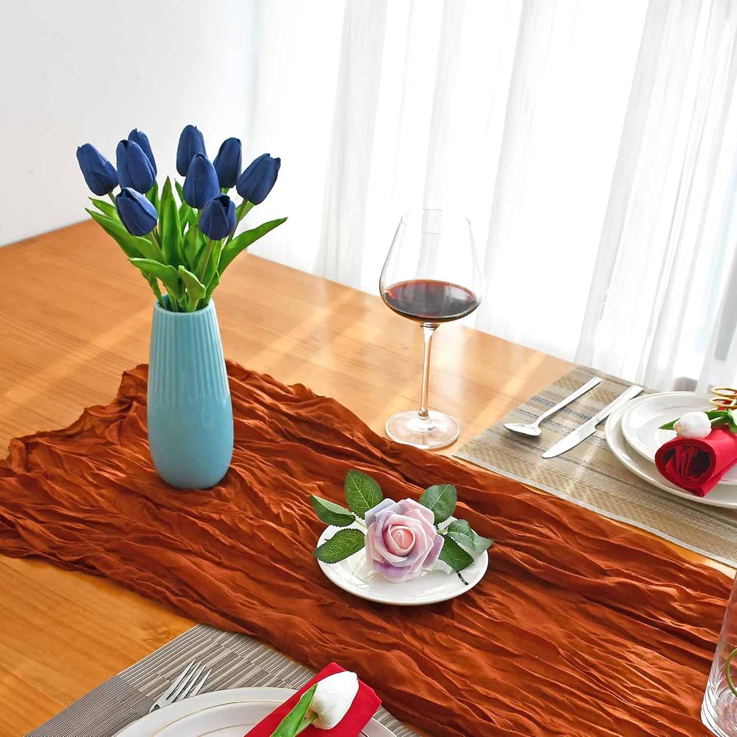 Mandy's Artificial Tulips 20 Stems Navy Blue PU Faux Flowers for Wedding Home Decor 13.5 Inch