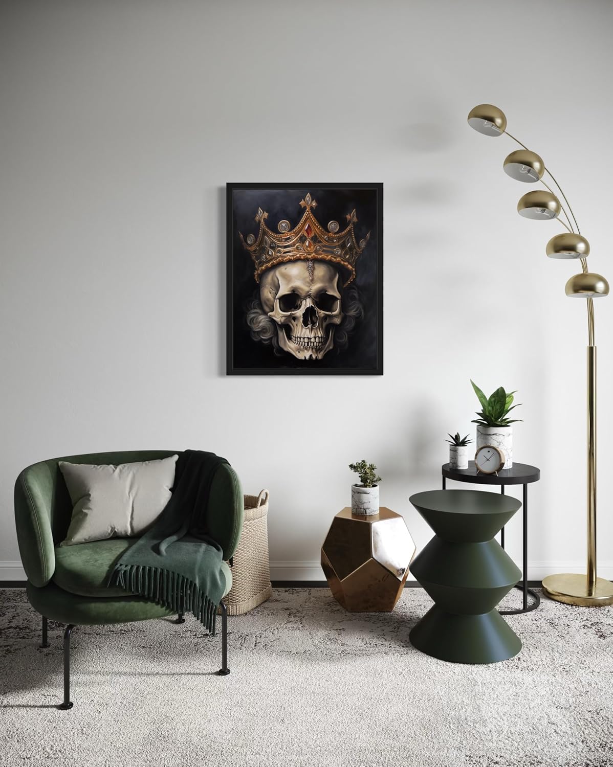 Skull Queen Poster Art Print, Halloween Scary Vintage Wall Art Academia Spooky Painting Decoration for Horror Prints, Gothic Posters Bedroom Decor 89 (Skull Queen, 8 x 10 inches, Black Frame)