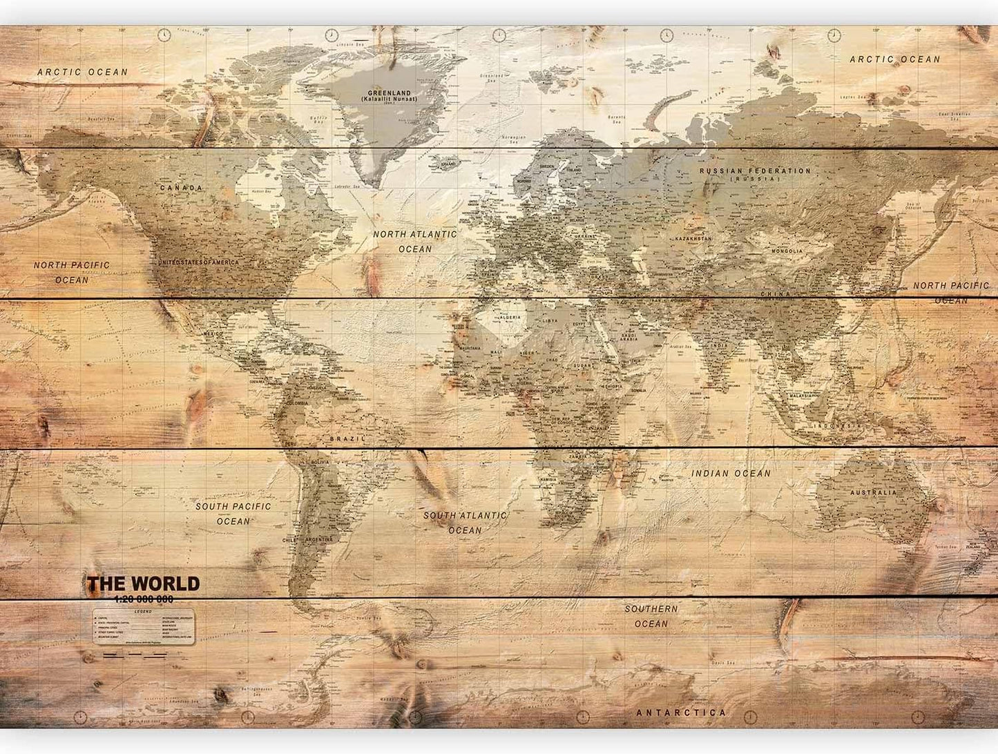 artgeist Wall Mural World Map 177x124 in - XXL Non-Woven Wallpaper Fleece Wall Decor Photo Print Picture Image Design Home Map of The World k-A-0218-a-a