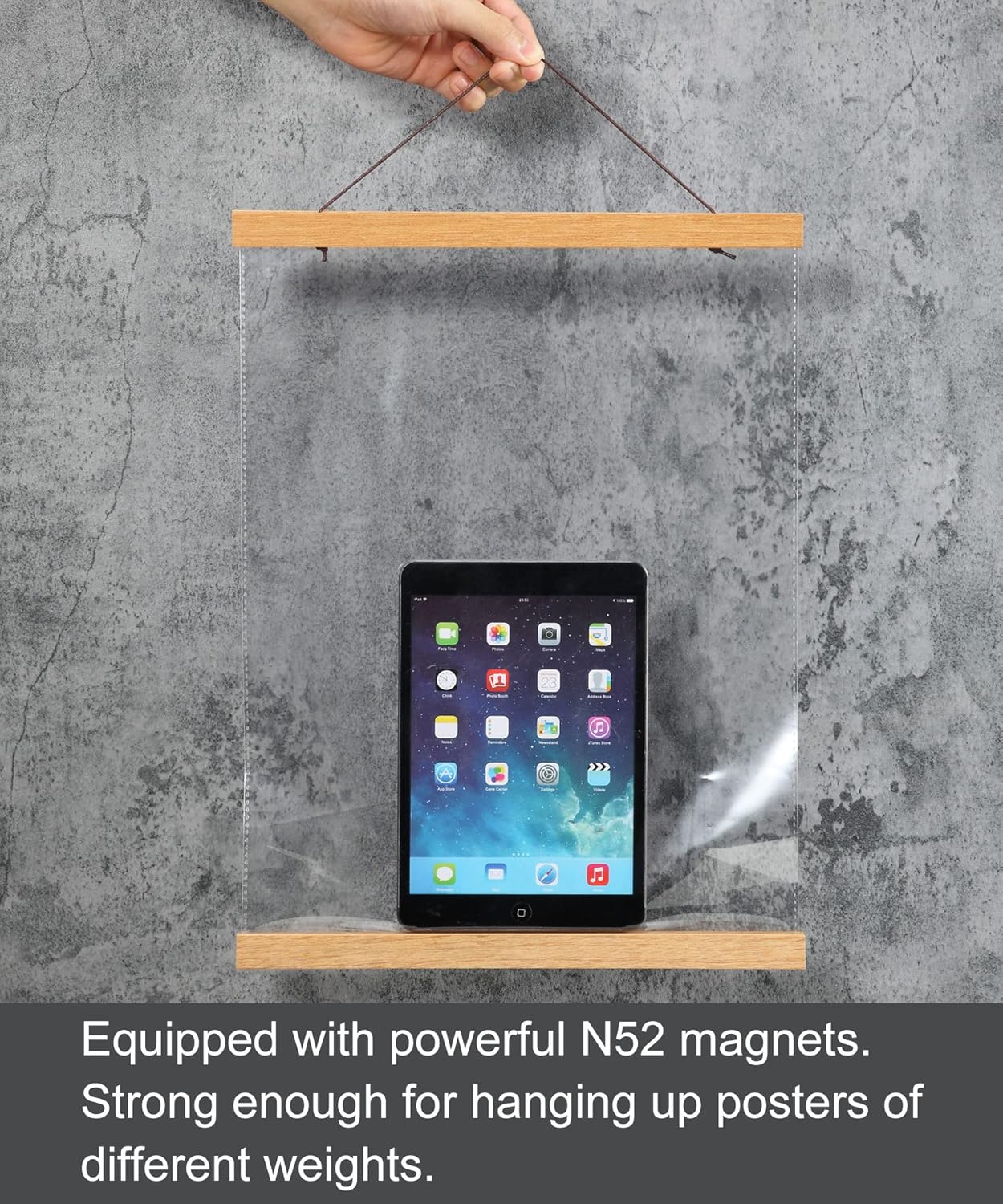 FALAMON Magnetic Poster Hanger Frame, 32x24 32x48 32x40 Teak Wood Magnet Poster Frame for Posters, Prints, Photos, Pictures, Maps, Scrolls, and Canvas Artwork