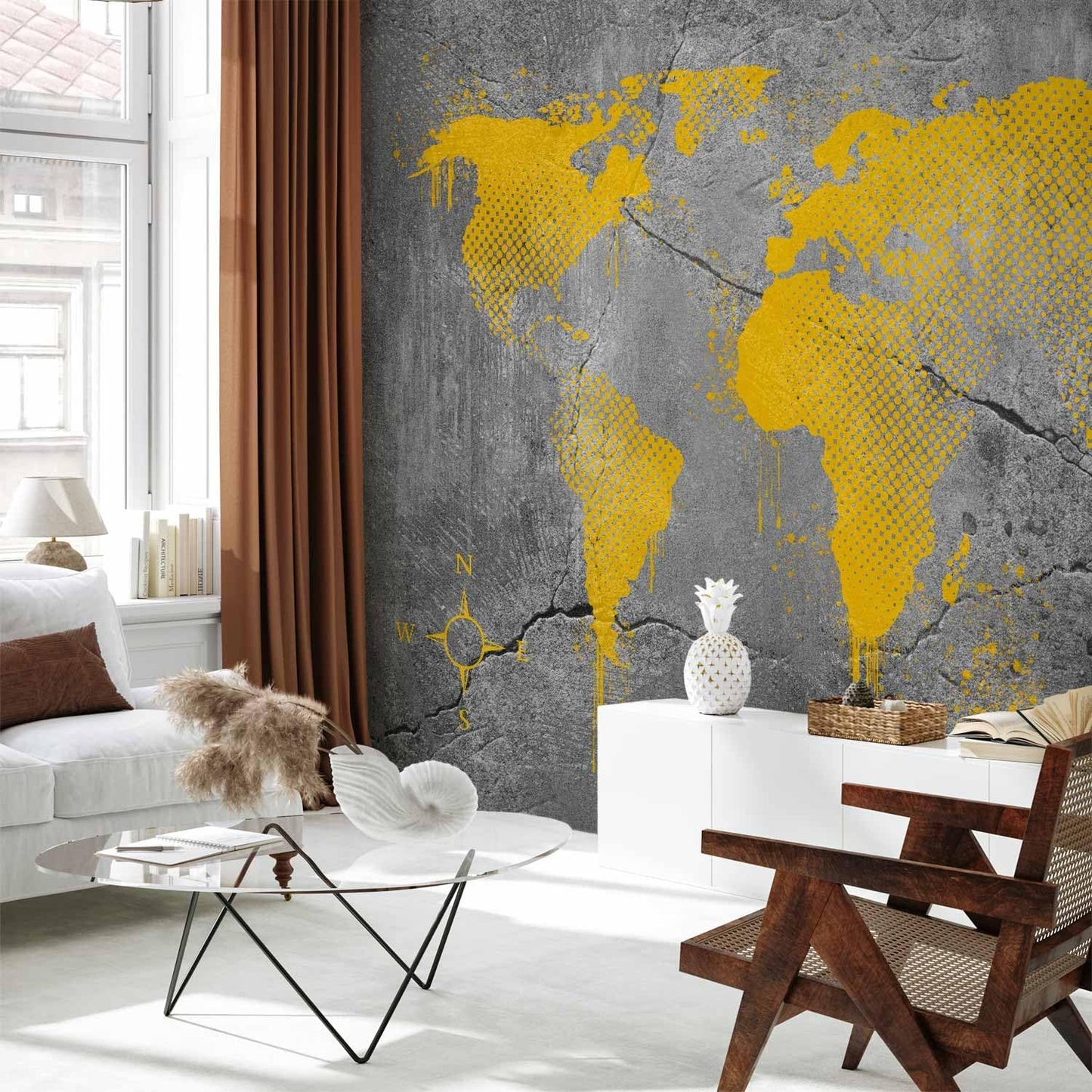 artgeist Premium Wall Mural World Map 98x69 in - XXL Non-Woven Wallpaper Fleece Wall Decor Photo Print Picture Image Design Map of The World k-A-0494-a-a