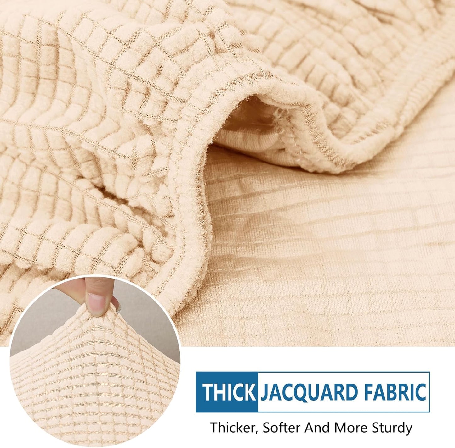 hyha Waterproof Couch Cushion Covers for Pets, Non Slip Sofa Seat Cover for Dogs Washable, Soft Thick Stretch Jacquard Fabric, Sofa Slipcovers with Elastic Bottom (1 Piece for Backrest L, Beige)