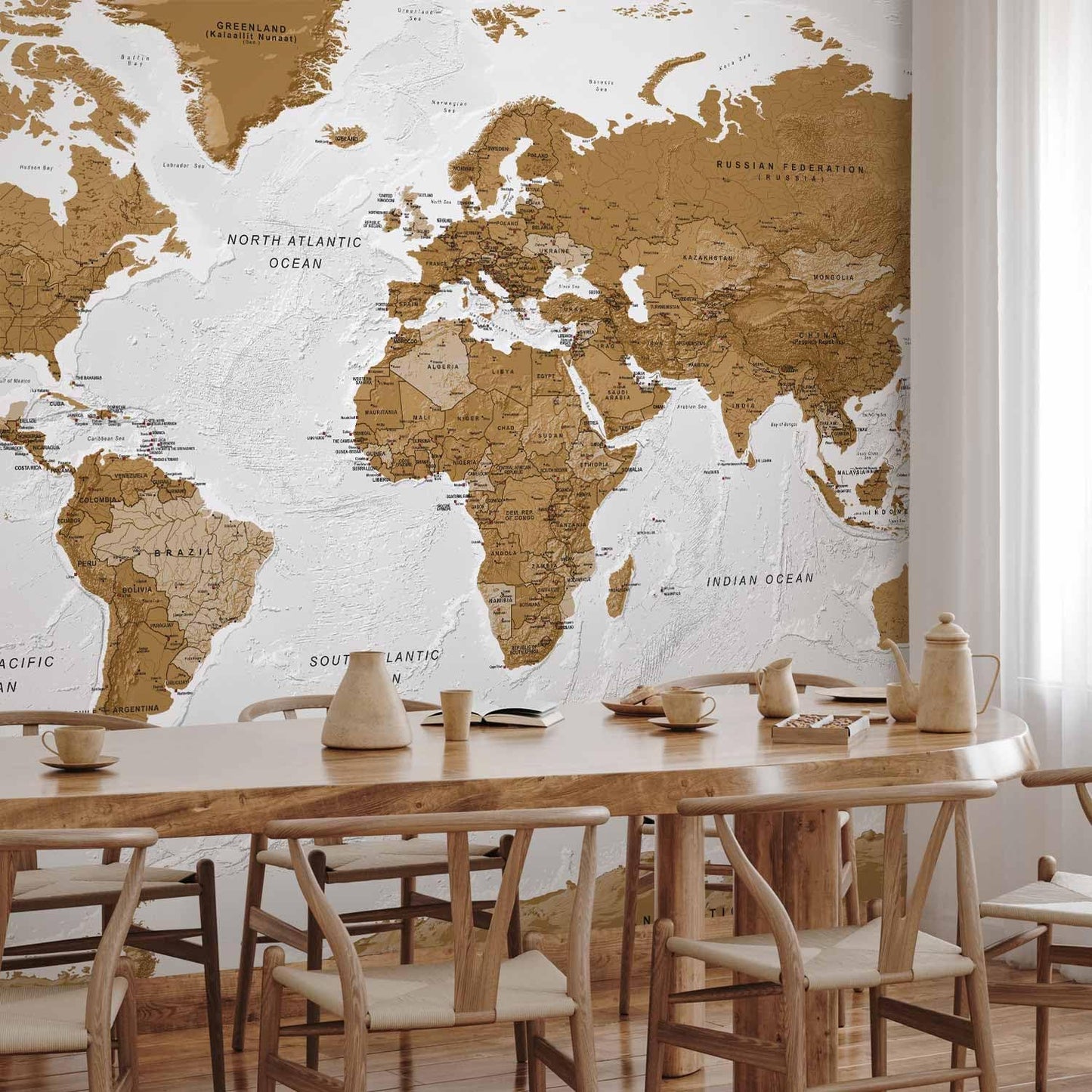 artgeist Premium Wall Mural World Map 197x110 in - Non-Woven Wallpaper Fleece Wall Decor Photo Print Picture Image Design k-A-0093-x-a