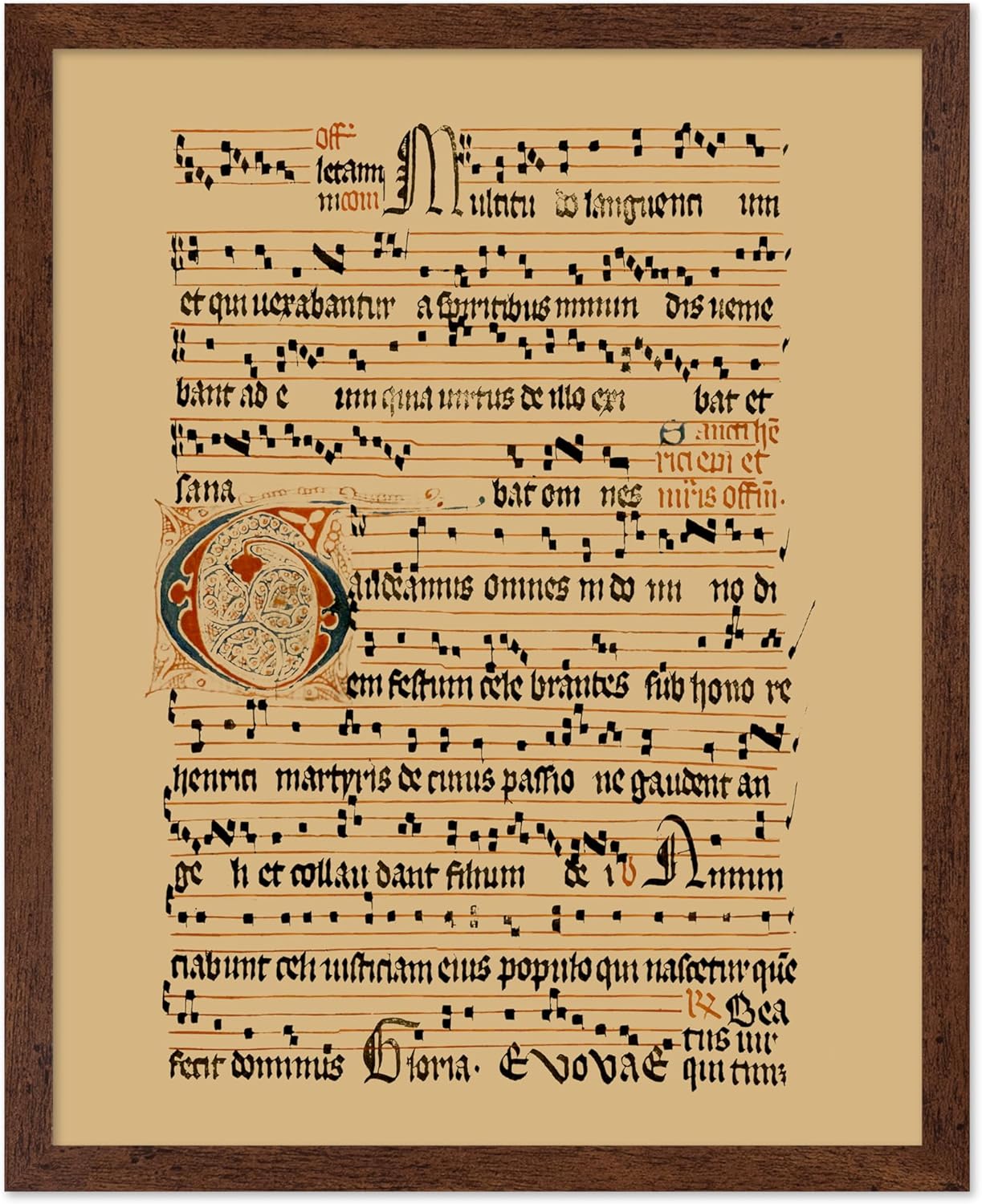 Poster Master Vintage Hymnal Poster - Retro Music Print - Gift for Artist, Friend - Graduale Aboense, Gregorian Chant Manuscript, Score - Wall Decor for Living Room, Bedroom, 16x20 Brown Framed