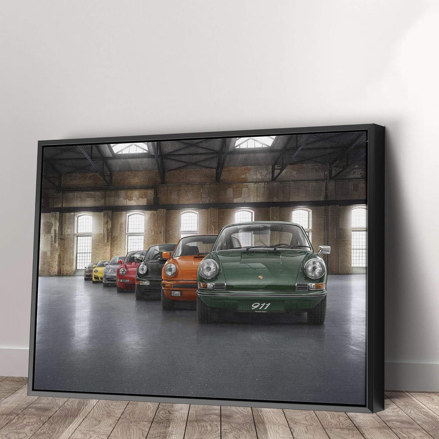 Porsche Car 911 Color Revolution Canvas Art Print Picture Wall Home Decor - Various Sizes (60in x 40in Modern Black Framed)