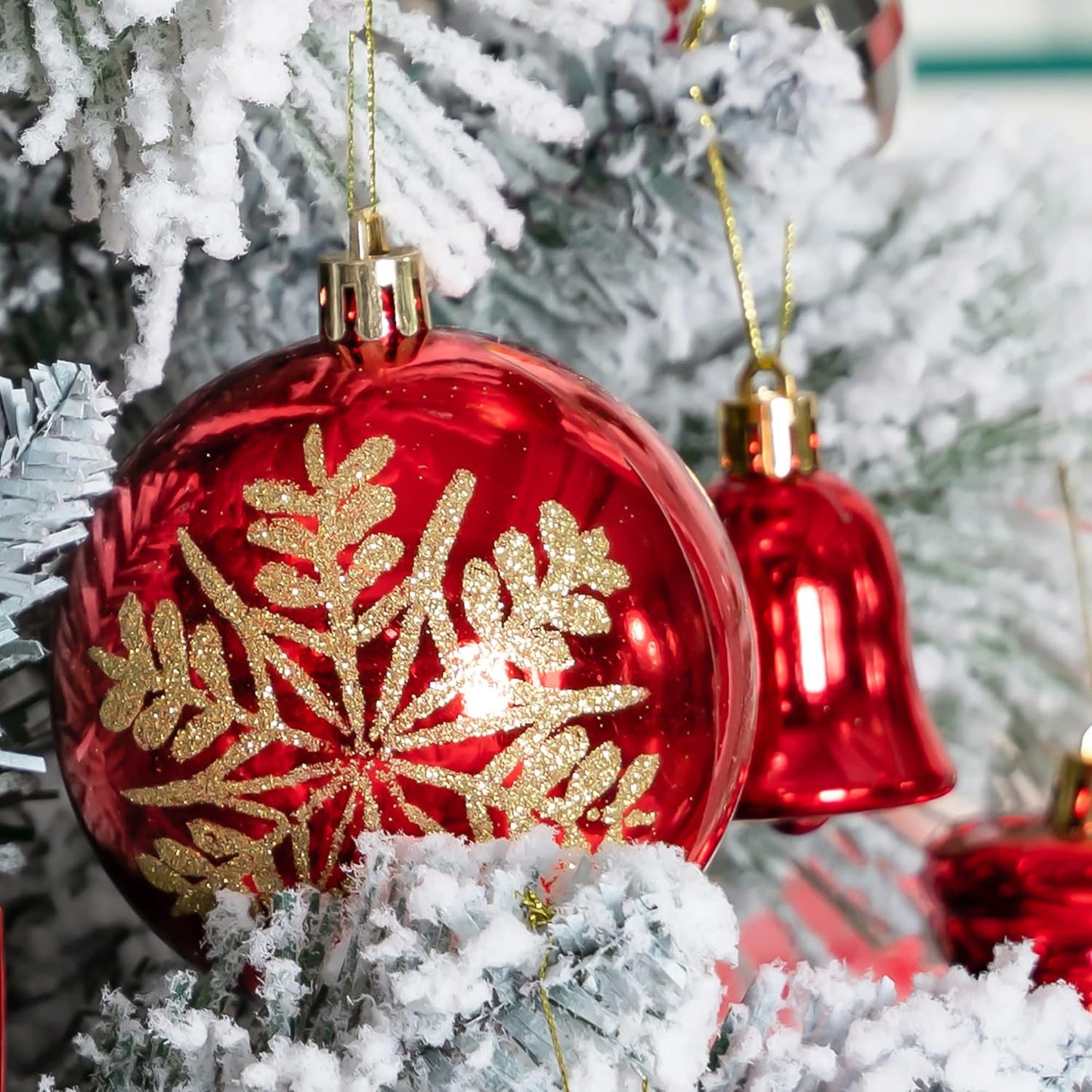 116Pcs Red Christmas Ball Ornaments Set, Shatterproof Christmas Hanging Decoration Set with Gift Box, Assorted Decorative Baubles Set for Xmas Tree/Home/Wedding/Party/Holiday (Red)