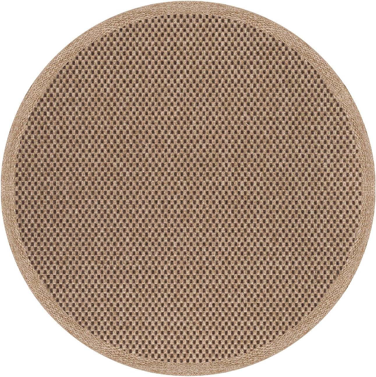 CAMILSON Easy Jute Round Rug 6ft Indoor Outdoor Natural Color Fiber Area Rugs for Living Room Patio and Kitchen Rug, Sisal Boho Woven Design Easy-Cleaning Washable Outside Carpet Alfombras (6 Round)