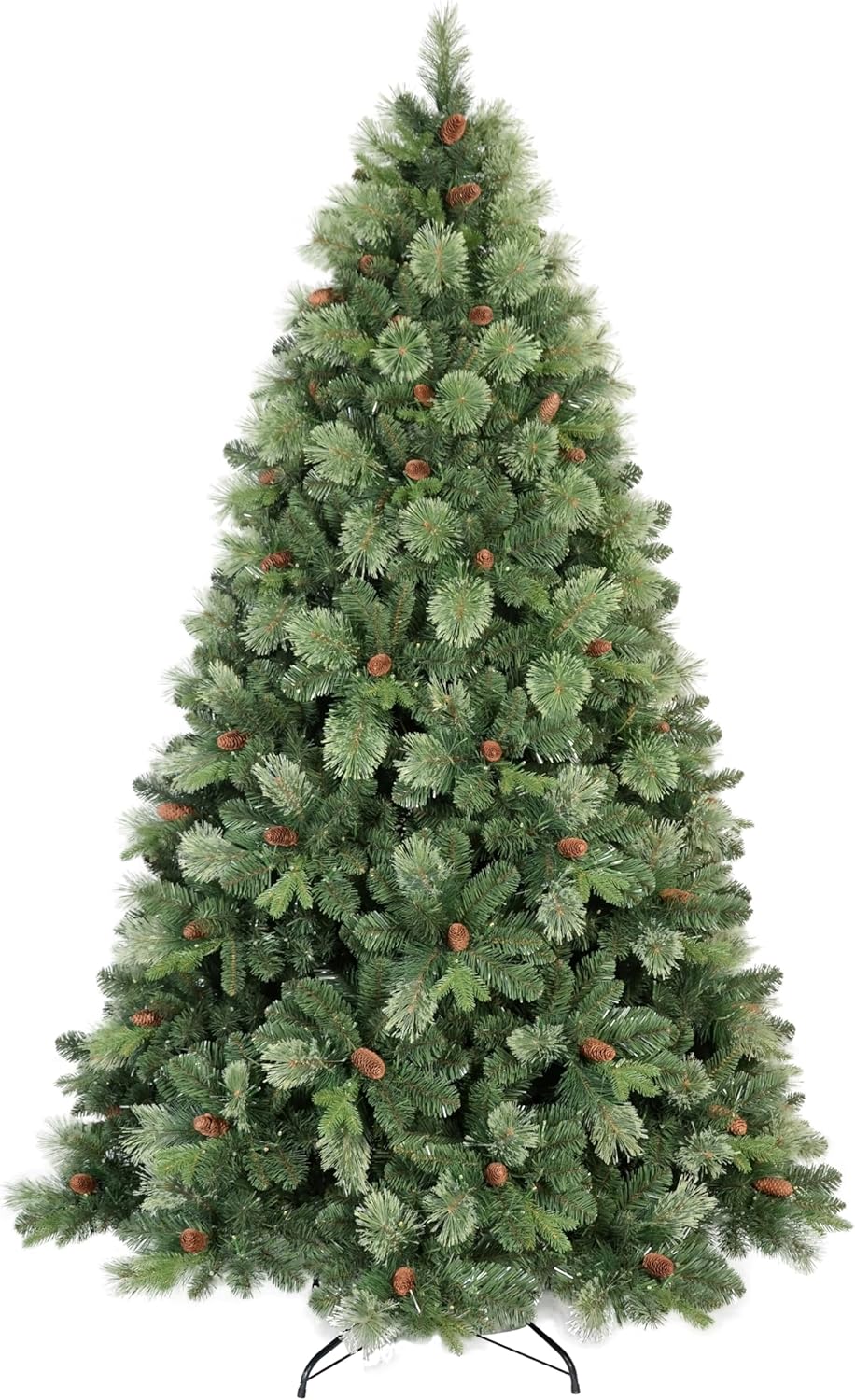 Kadunmina 4ft Artificial Christmas Tree Carolina Pine Tree, Unlit Hinged Premium Xmas Trees with 647 Branch Tips, Pine Cones, Foldable Metal Stand for Home, Office, Holiday Party Decoration