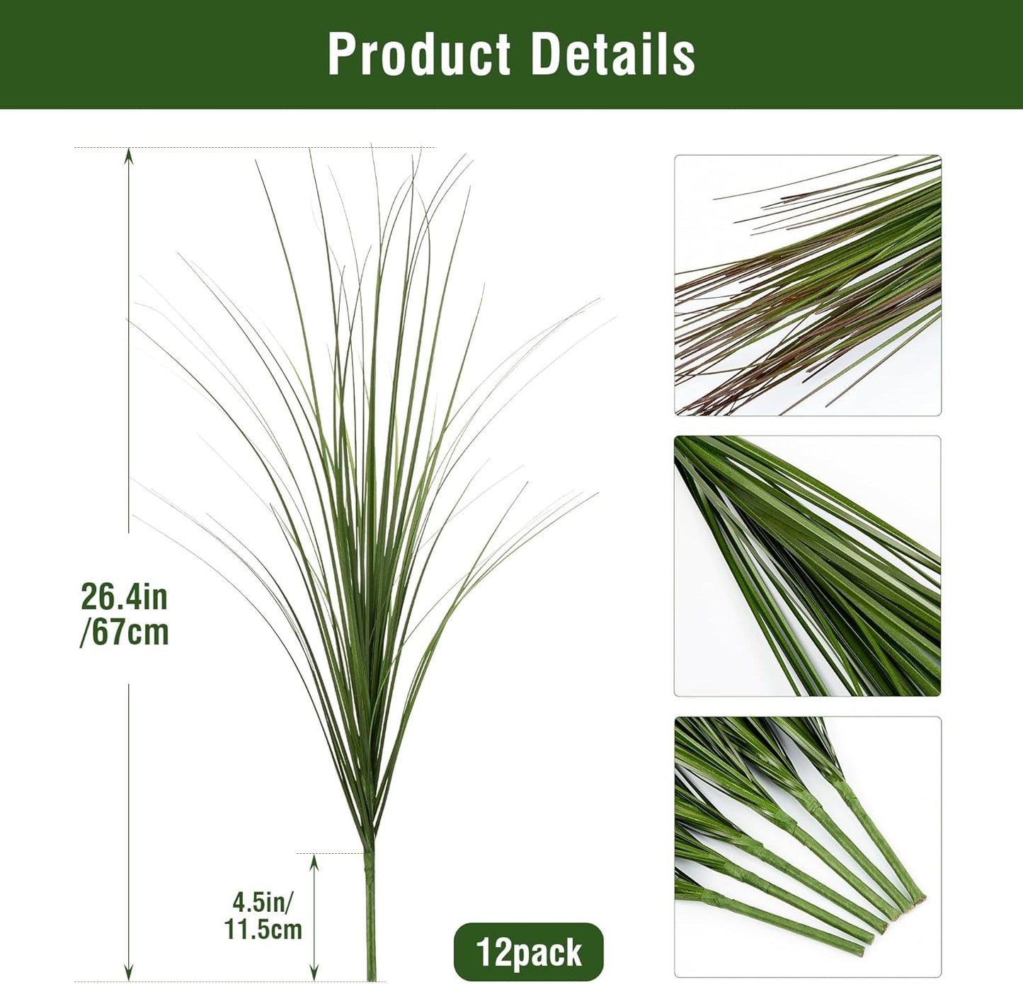 12PCS Fake Plants Artificial Wheat Grass Greenery Plastic Plants Fake Grass Artificial Plants for Outdoor Decor Artificial Grass Plant with Greenery Stems for Indoor Home Decoration 26.4"