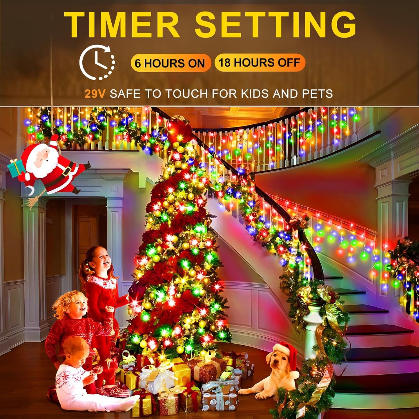 KNONEW 164FT 1600 LED Christmas Lights Outdoor Decoration Multicolor with 320 Drops, 8 Modes Timer Hanging Fairy String Lights Plug in Waterproof Indoor Decor for Holiday Wedding Party Window Garden