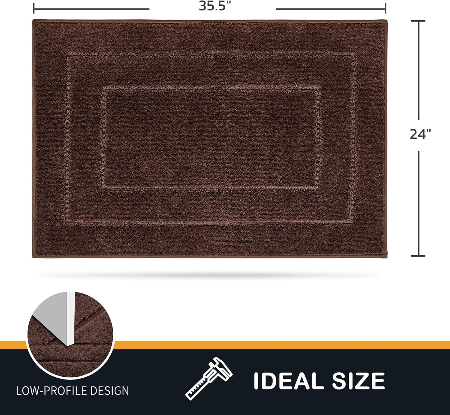 PURRUGS Dirt Trapping Door Mat 24" x 35.5", Non-Slip/Skid Machine Washable Entryway Rug, Dog Doormat, Super Absorbent Welcome Mat for Muddy Wet Shoes and Paws, Brown