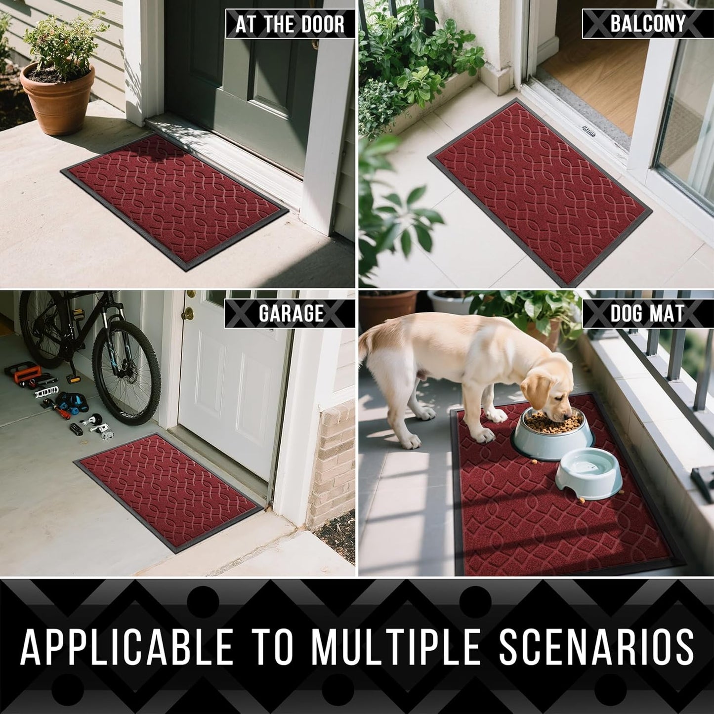 Yimobra Front Door Mat Outdoor Indoor 47x24, All-Season, All-Weather, Heavy Duty Welcome Door Mats Outside Entrance, Non Slip Porch Patio Entrance Mat, Red