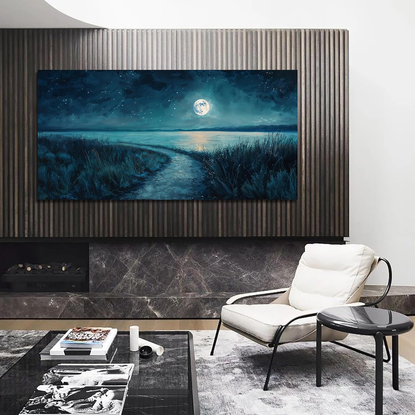 Canvas Wall Art Decor Modern Large Wall Decor For Living Room Blue Botanical Wall Art Coastal Starry Sky Wall Art Artwork for Walls Art Canvas Prints Work For Home Office Wall Decor 24" X 48"