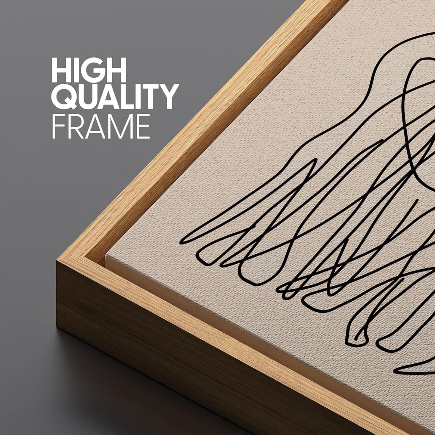 MUDECOR Large Framed Canvas Print Wall Art Modern Line Art People Abstract Illustrations Decorative Colorful Multicolor for Bedroom - 60"x20"