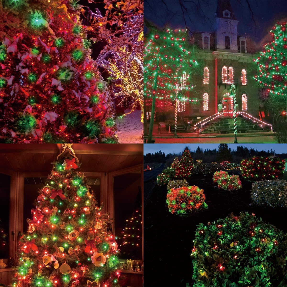 600LED (12pk of 50L) String Lights,LED Christmas Lights, 6" SPACING,Green Wire,Red and Green